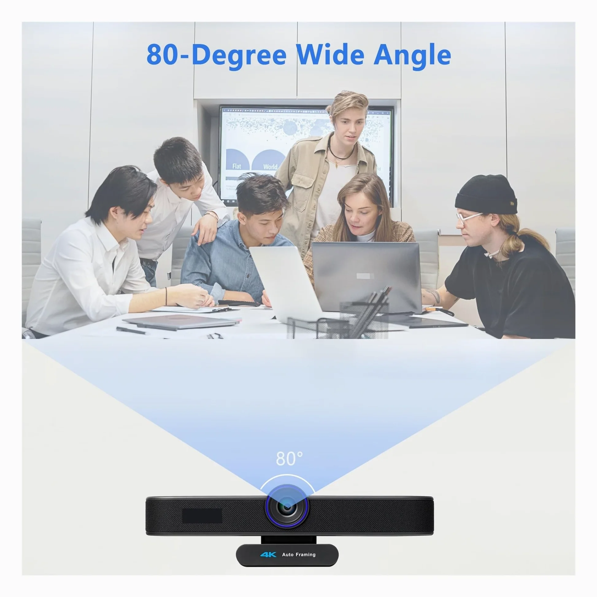 Webcam Webcam for conferenze Zoom digitale 8MP 4x con inquadratura automatica su webcam for PC USB 2K for conferenze, streaming live, registrazione(A)
