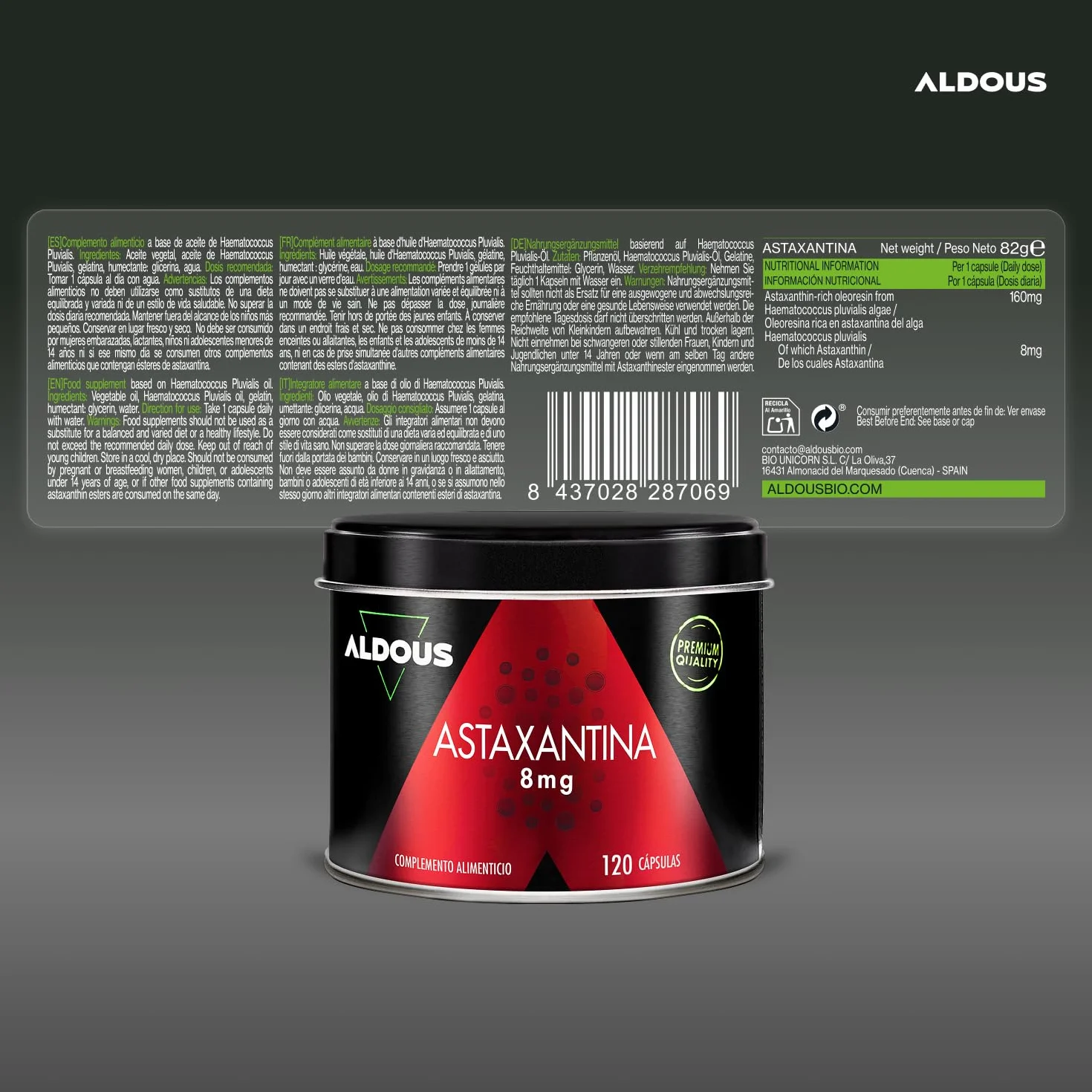 Astaxantina 120 Capsule Morbide 160mg Olio di Astaxantina Naturale Antiossidanti Integratori