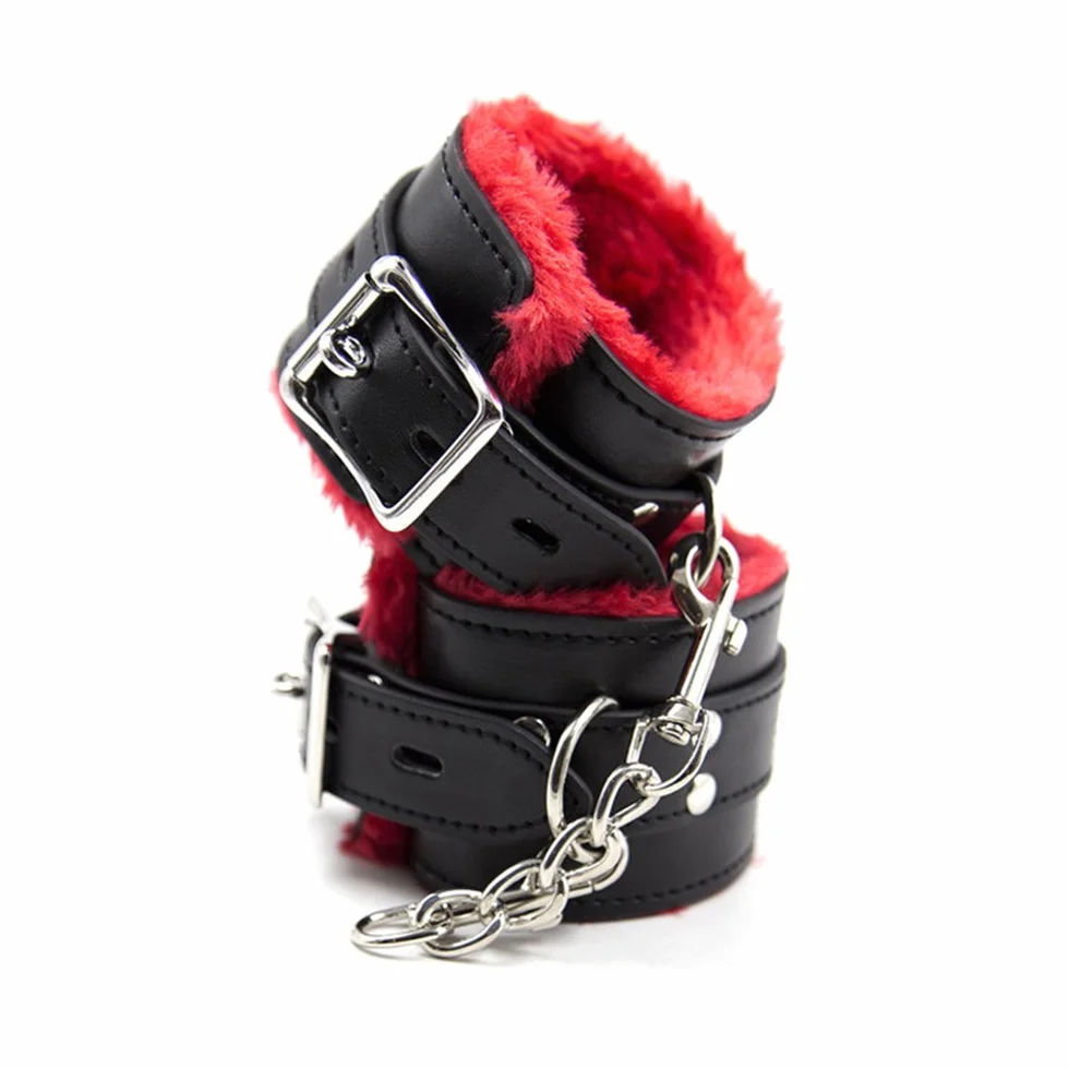 BONDAGERIE® Kit Accessori per Coppia con Manette Cavigliere Frustino Benda Occhi Corda