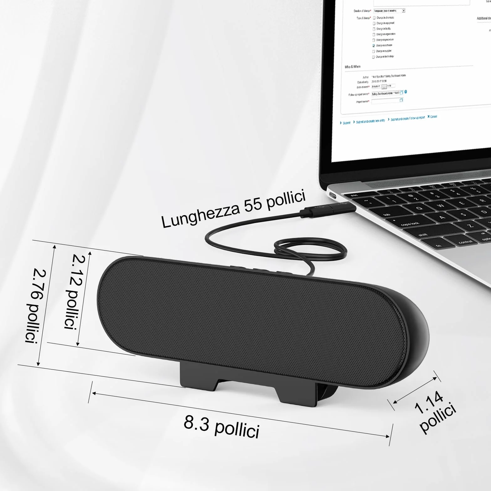 Altoparlante PC USB Portatile Soundbar con Design a Clip per Monitor Plug and Play