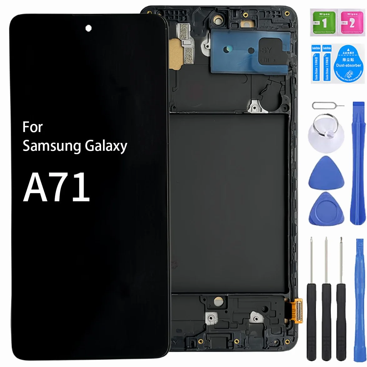 Schermo LCD Display Digitalizzatore Touch Screen Ricambio Compatibile con Samsung A71 SM-A715F Schermo Completo con Cornice Incell-Nero