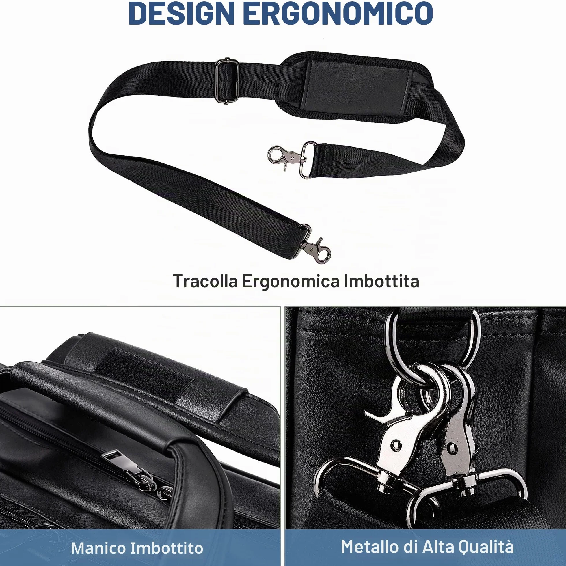 seyfocnia Borsa in pelle per laptop da uomo 15,6 pollici 17,3 pollici Messenger valigia Business Satchel Borsa a spalla per computer