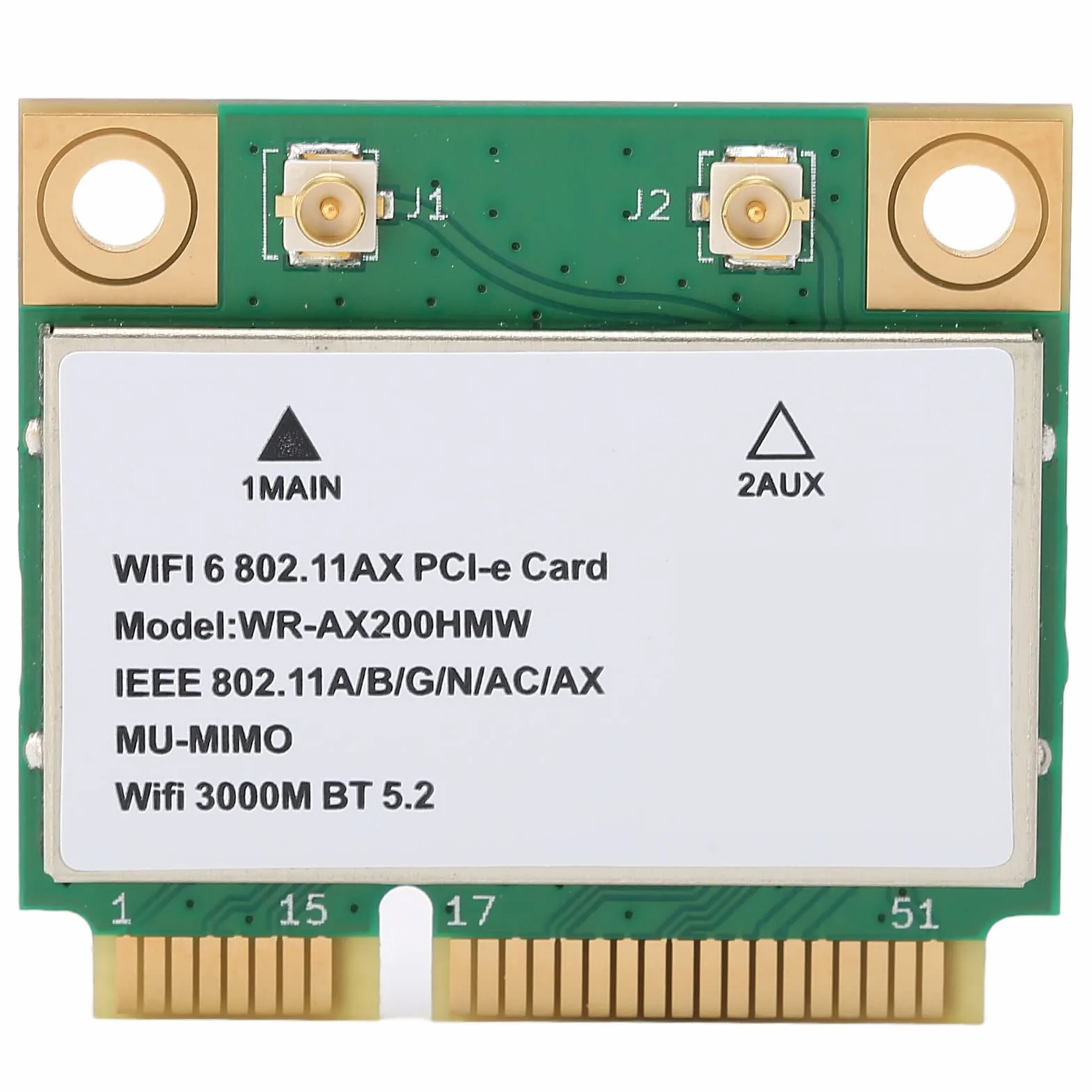Annadue Scheda WiFi Wireless, Scheda di Rete Wireless Dual Band AX200HMW 2.4G/5G, Scheda Wireless Mini PCI-E 2974M WiFi6 Bluetooth 5.2, 802.11 A/B/G/N/AC/AX per Laptop