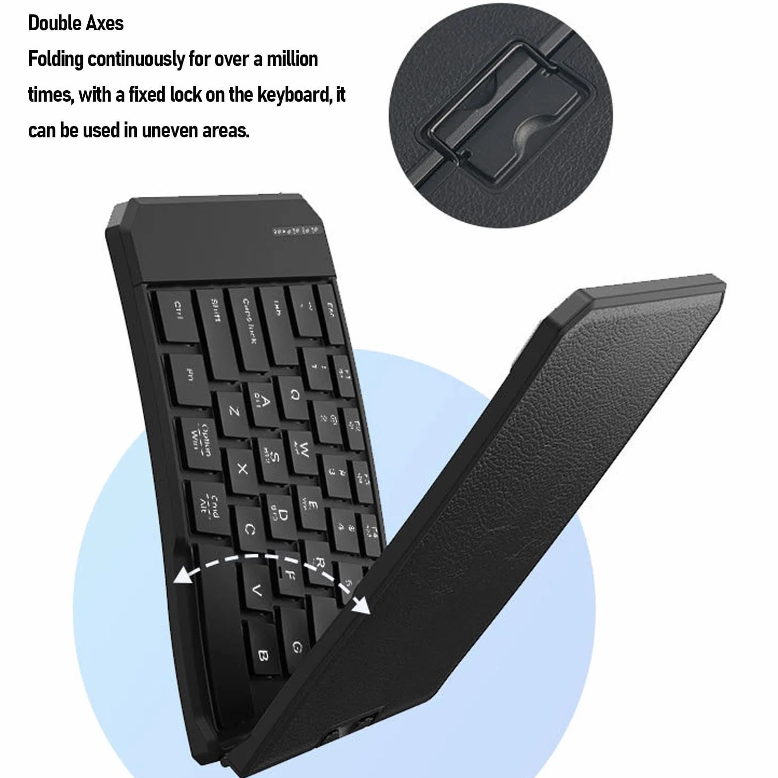 Jiawu Tastiera Ergonomica Pieghevole, Tastiera Bluetooth Portatile Divisibile, Supporta Tre Dispositivi Contemporaneamente, Tastierino Wireless a Forma di V a 80 Tasti, Ricaricabile