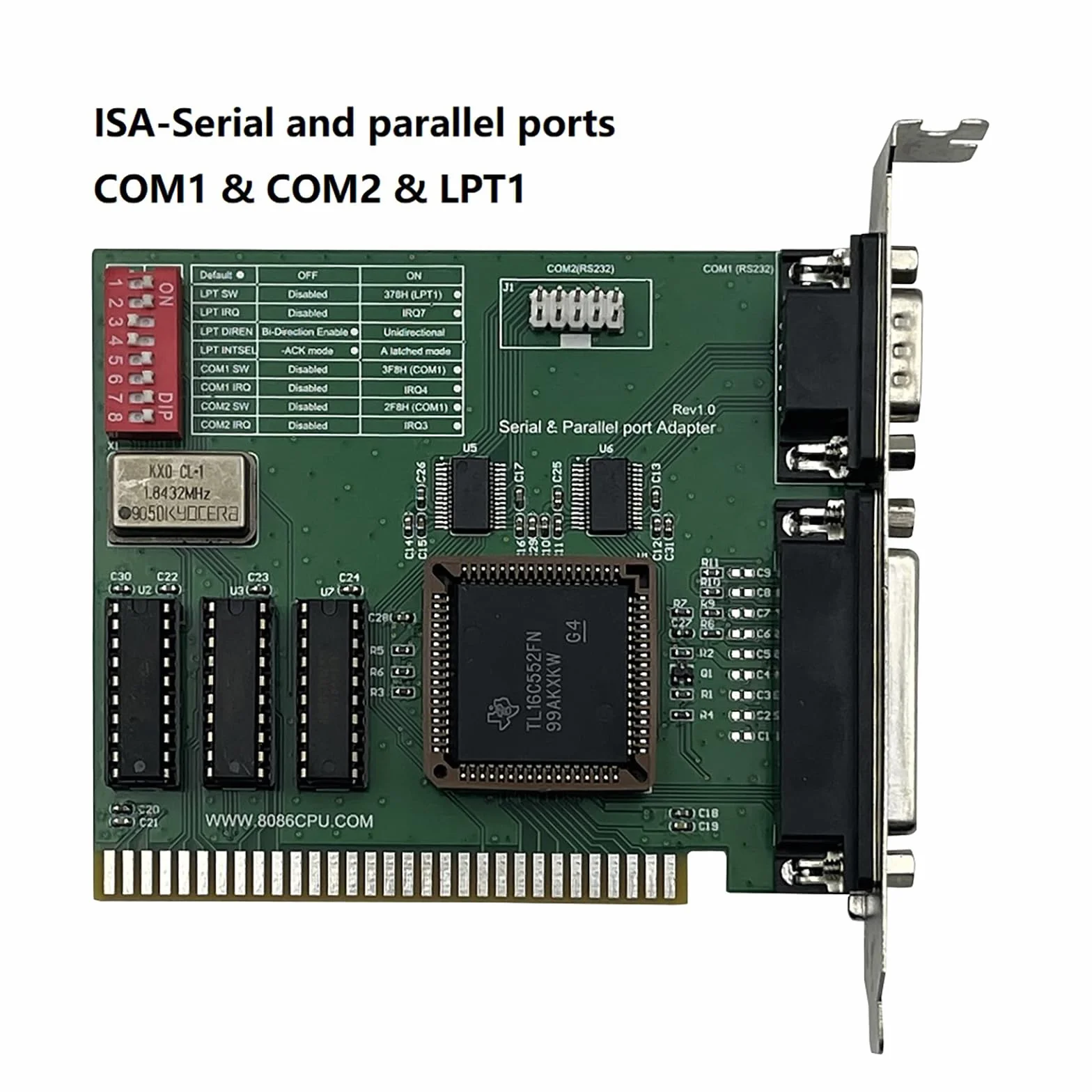 TECKEEN Scheda di espansione di ricambio 5 V, scheda seriale ISA RS232 e porta parallela