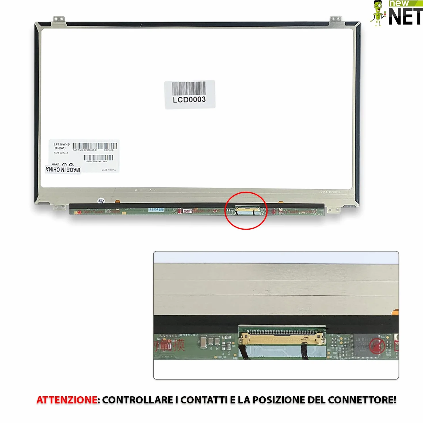 Pannello LCD Schermo Display compatibile con Acer TravelMate 8573T-2314G50Mnkk 8573T-9627 8573TG P653 P653-M P653-MG P653-V TM6594e ZR9 8572G-624G64N [ 15.6 pollici - HD - 1366 x 768-40pin ]