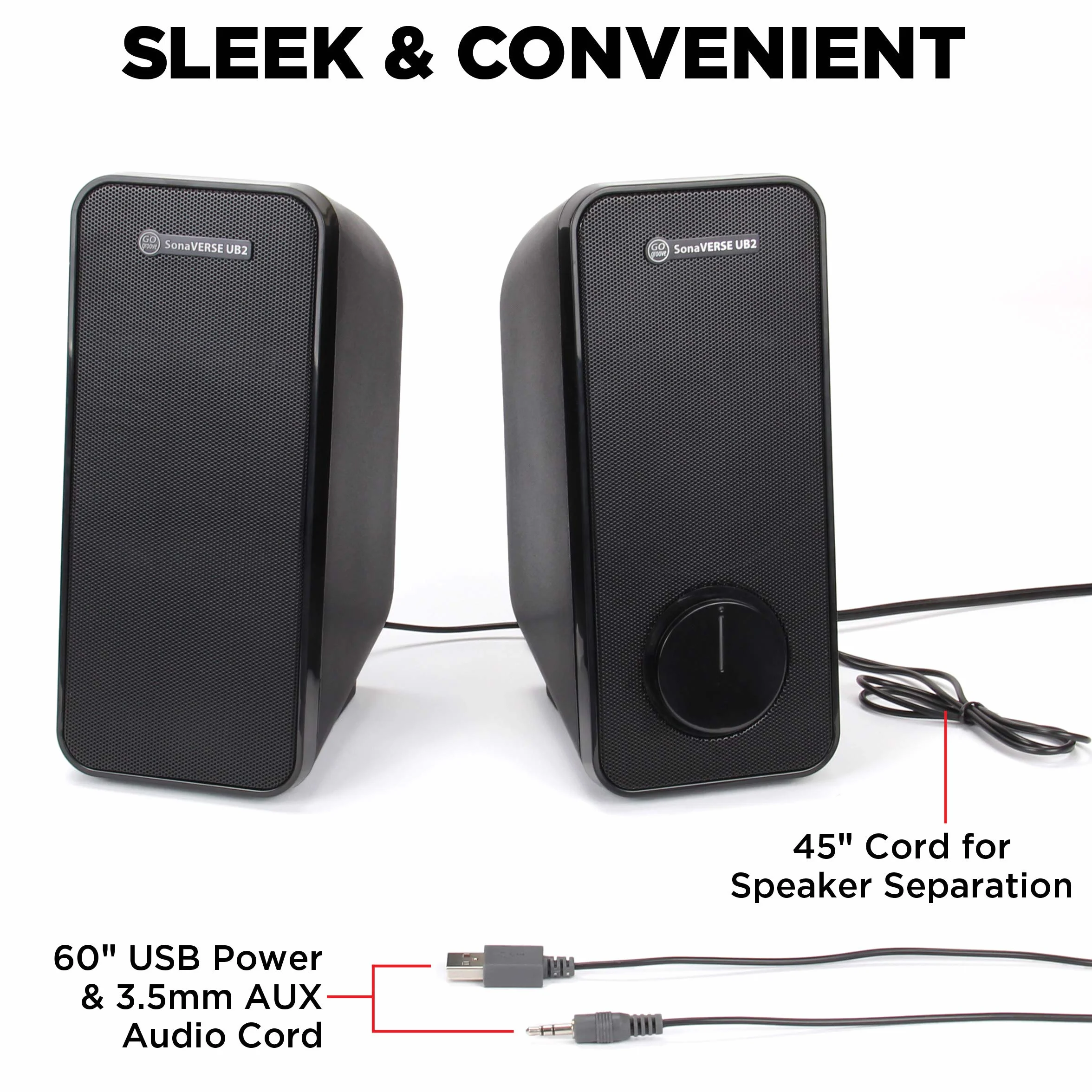GOgroove SonaVERSE UB2 Altoparlanti per Computer USB, Driver a 2 Vie
