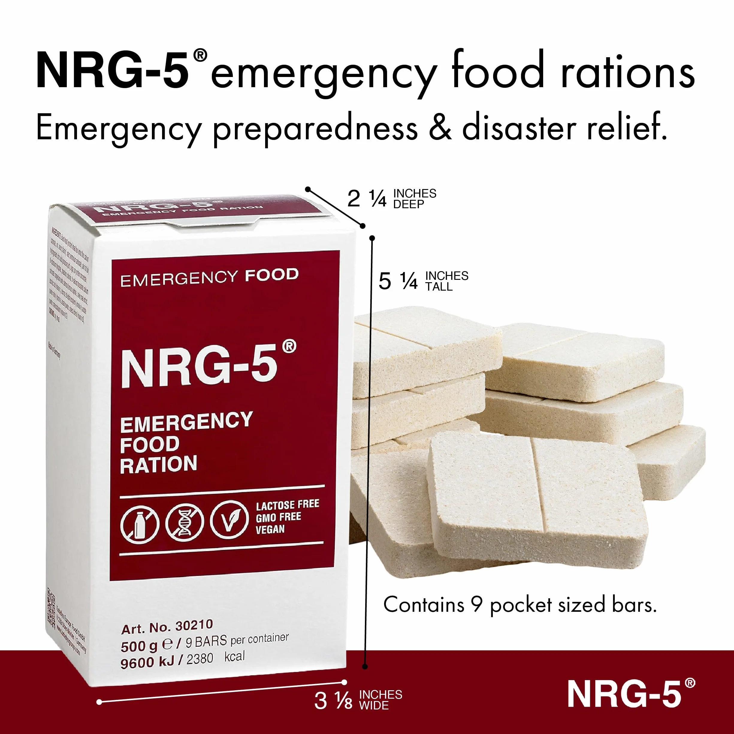 Katadyn NRG-5 Razione alimentare di emergenza 500 g 9 barrette 2380 kcal vegana senza lattosio senza OGM