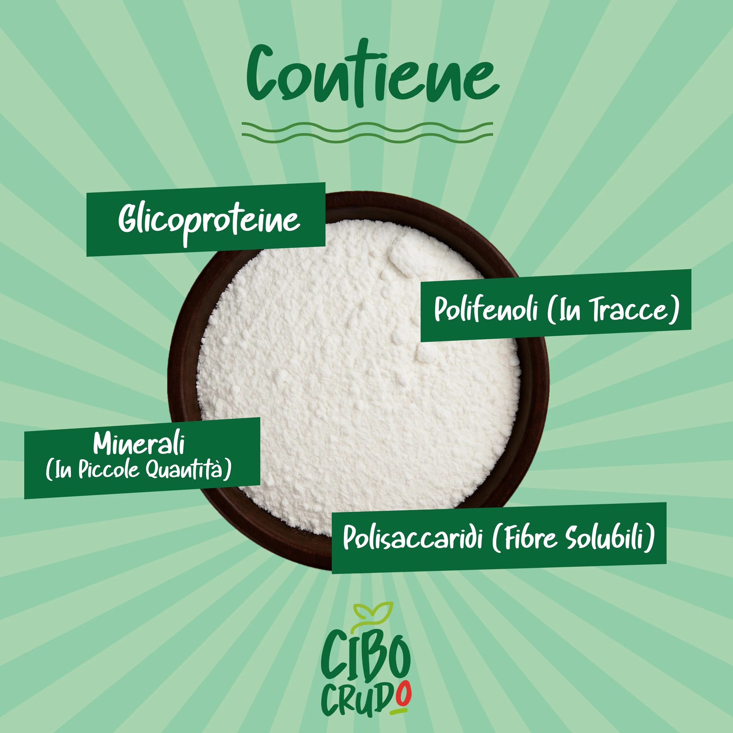 CiboCrudo Fibra di Acacia Bio in Polvere - 500g. Polvere di Acacia o Gomma Arabica con Alto Contenuto di Fibre (85%) Senza Zuccheri. Fibra Alimentare Vegana Ottima per Dieta Chetogenica e Digestione.