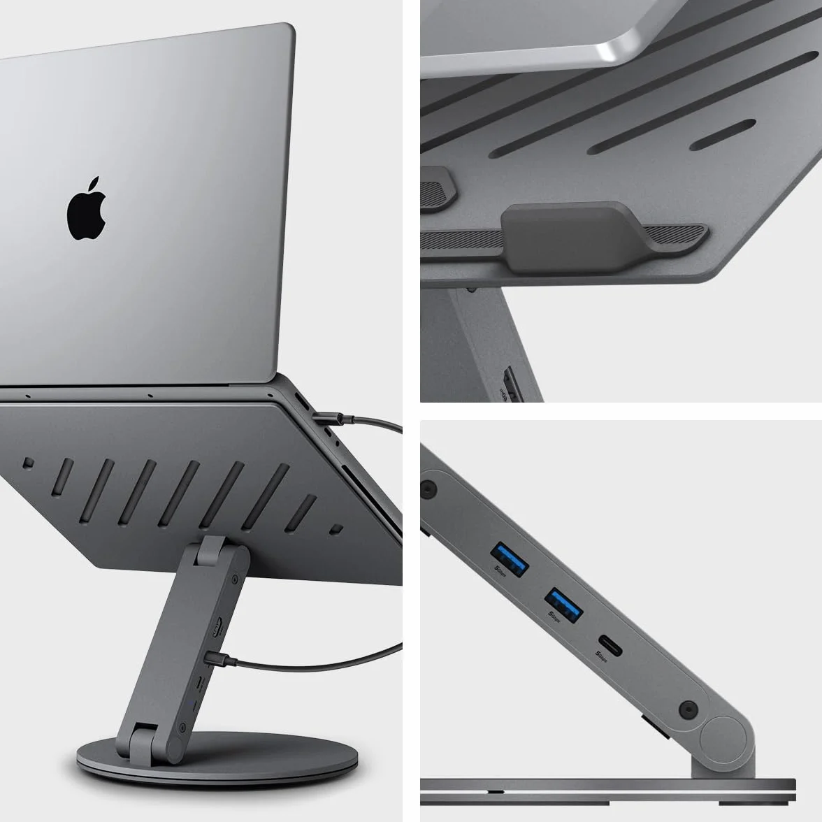 Spigen ArcDock Supporto PC Portatile Hub 6-in-1, Docking Station [Cavo incluso] HDMI 4K60Hz, USB-C & A 3.0 Compatibile con Laptop & Tablet Fino a 15.6", MacBook iPad Pro Air Neo A16 M2 M3 M4 M5