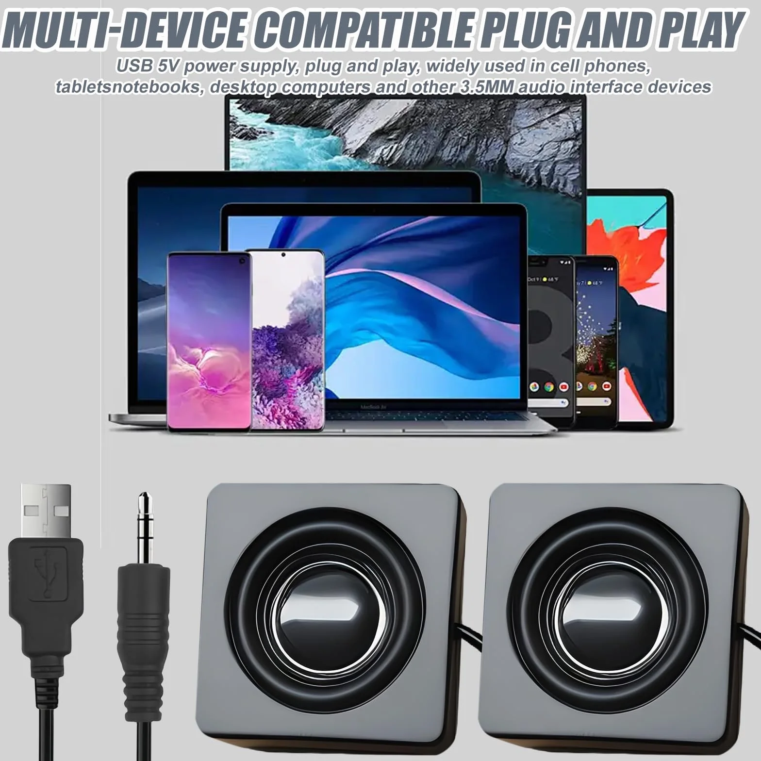 Mini altoparlante portatile USB TRS 3,5 mm adesivo stereo