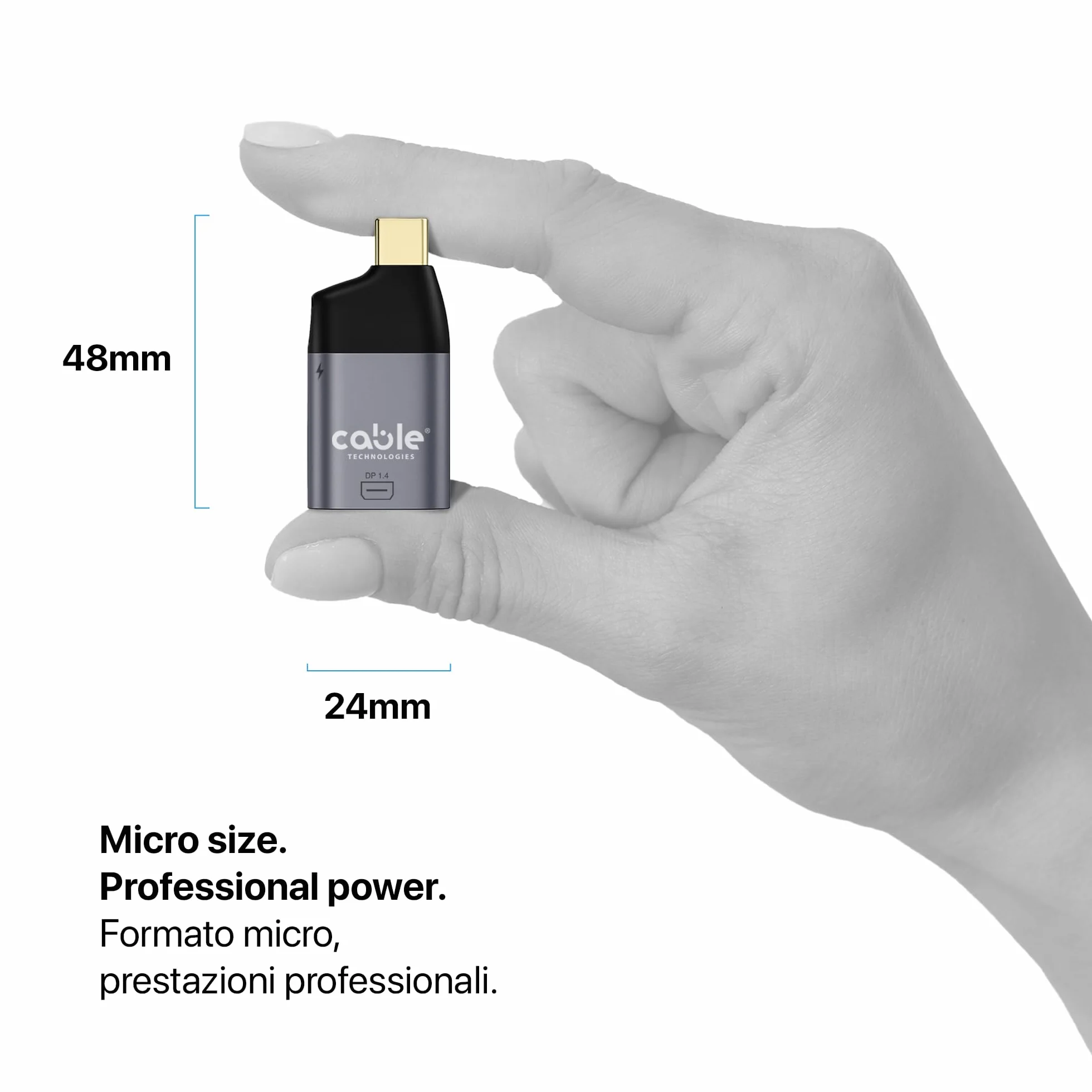 Adattatore da USB C maschio a Mini Display Port 1.4 8K@60Hz femmina + porta USB C femmina 65W PD 3.0, Convertitore Mini DP, Alluminio compatibile con Thunderbolt 3/4, iPhone, Macbook, iPad, Samsung,ec