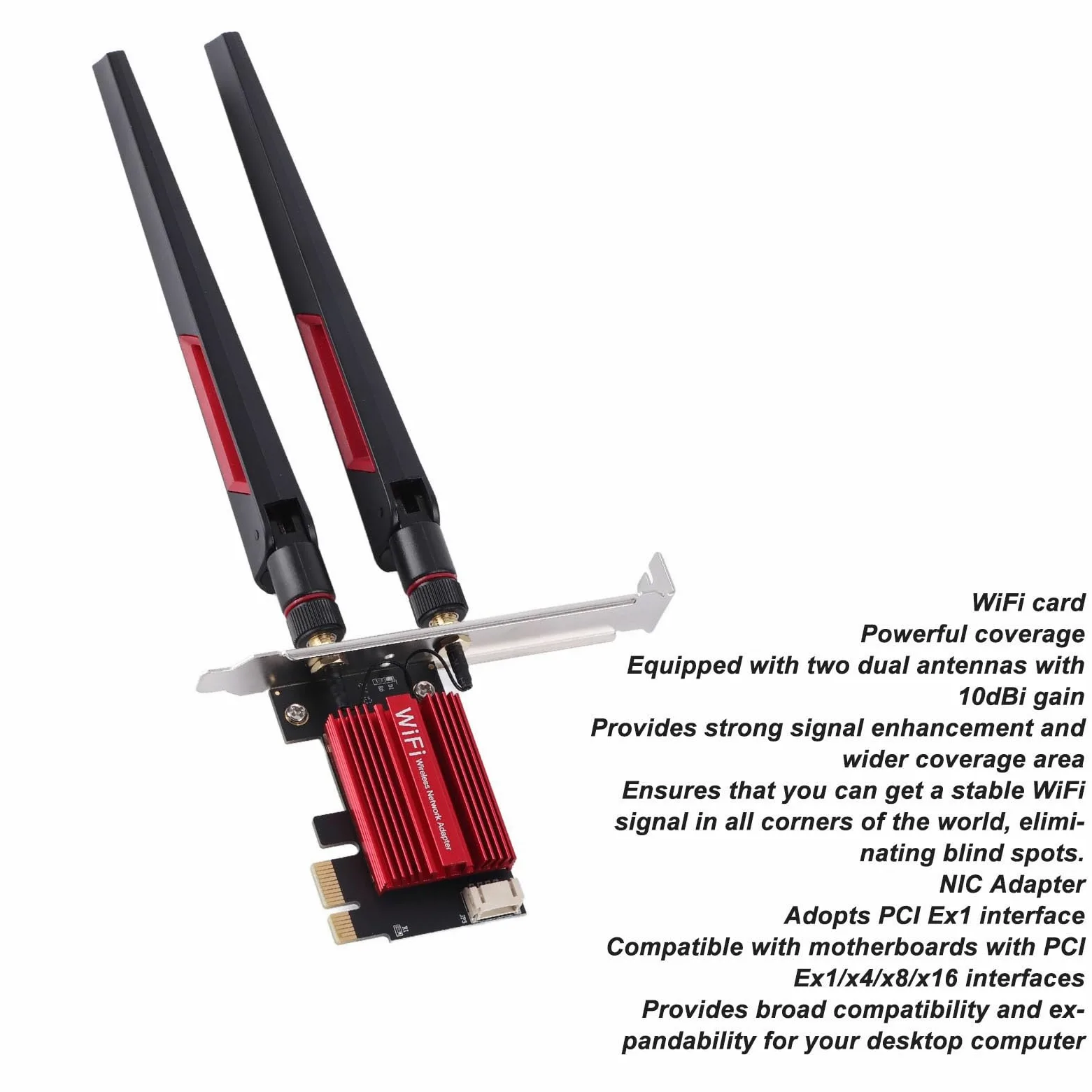 Scheda WiFi PCIE, Adattatore di Rete Dual Band 2.4G/5G 1200Mbps con Bluetooth 4.0, Doppia Antenna 10dBi per PC Desktop