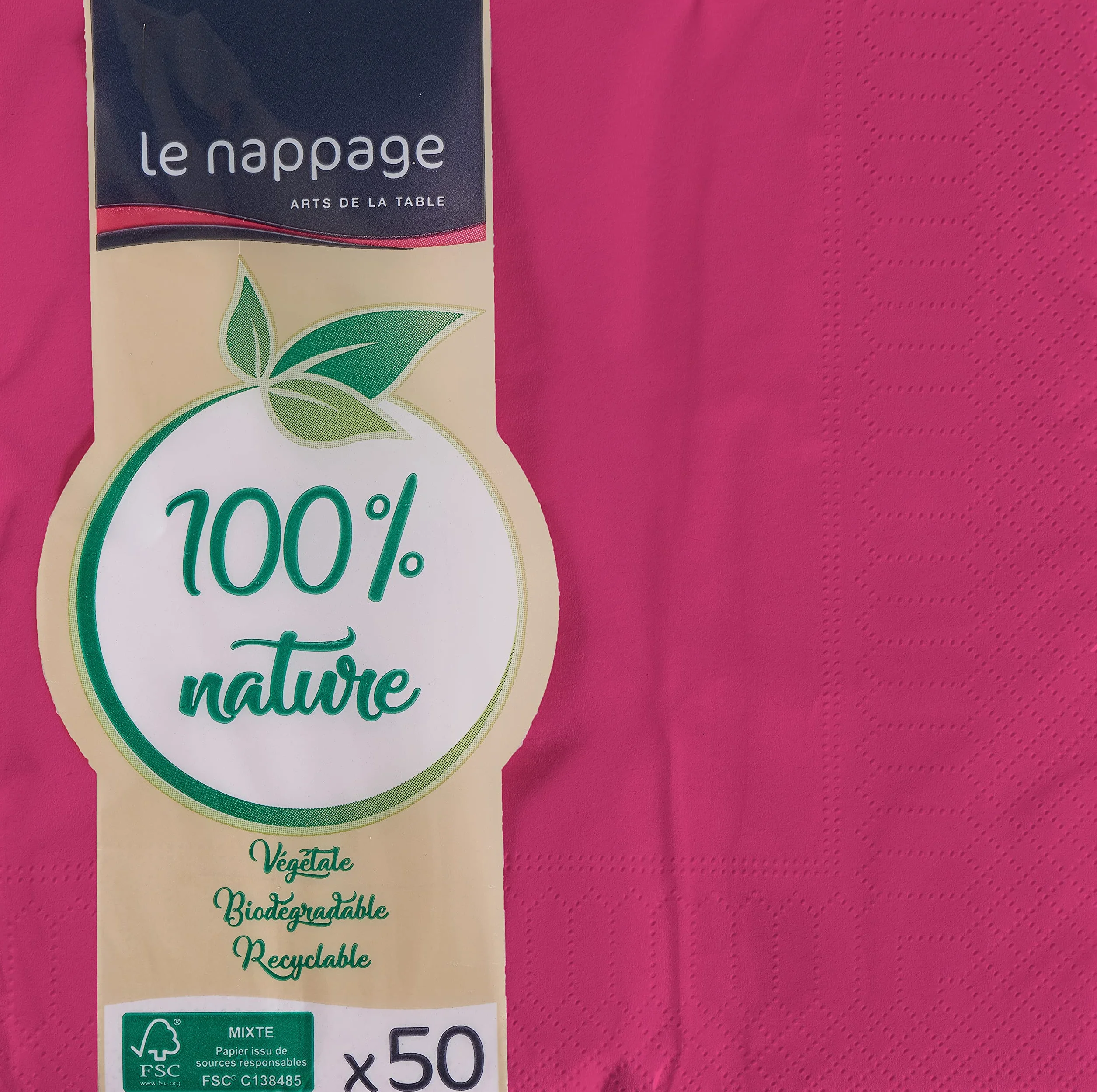 Le Nappage tovaglioli ovatta 33 x 33 cm 2 veli FSC cellulosa rosa fucsia