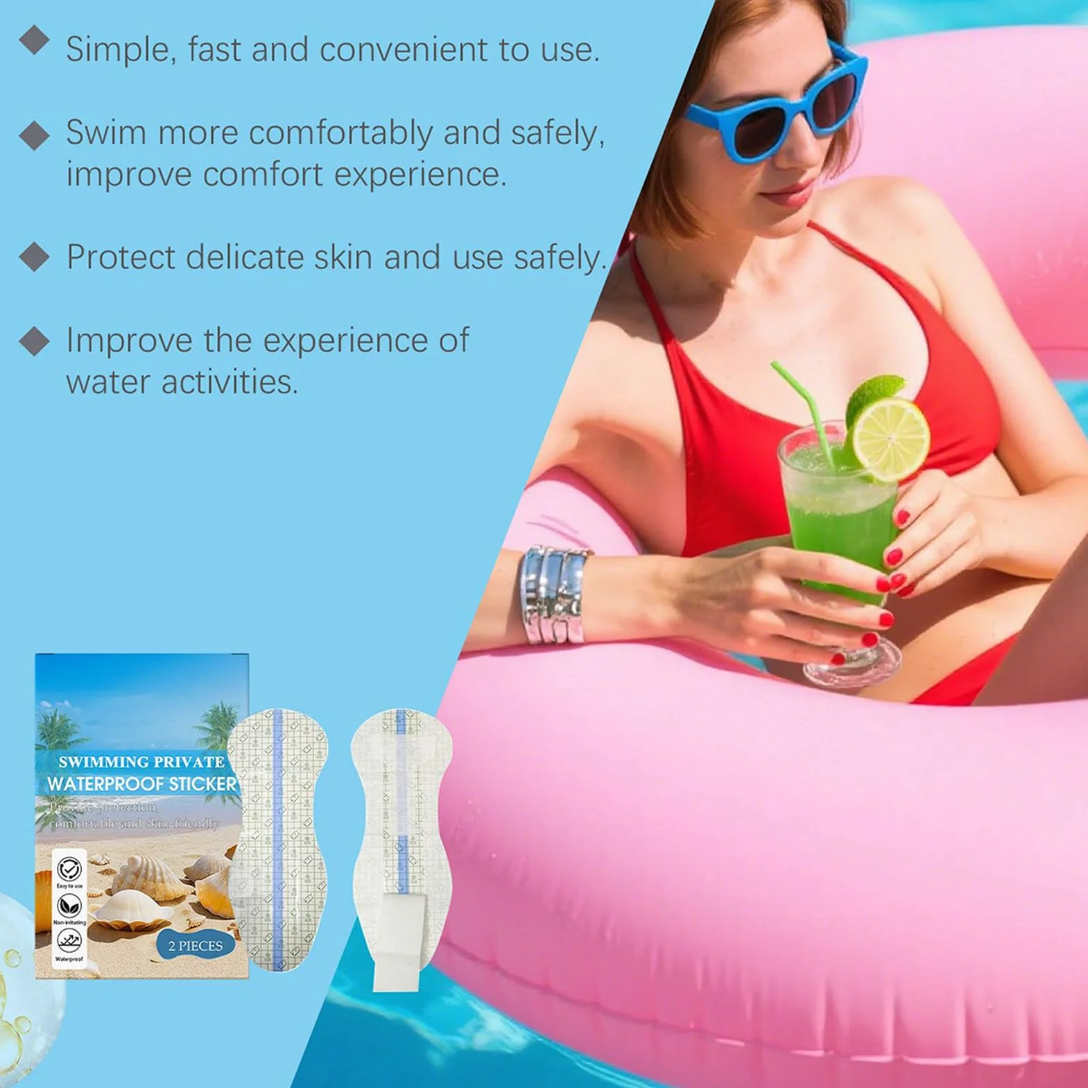 Imbottiture protettive per il nuoto da donna 10 adesivi impermeabili assorbenti privati accessorio costume da bagno