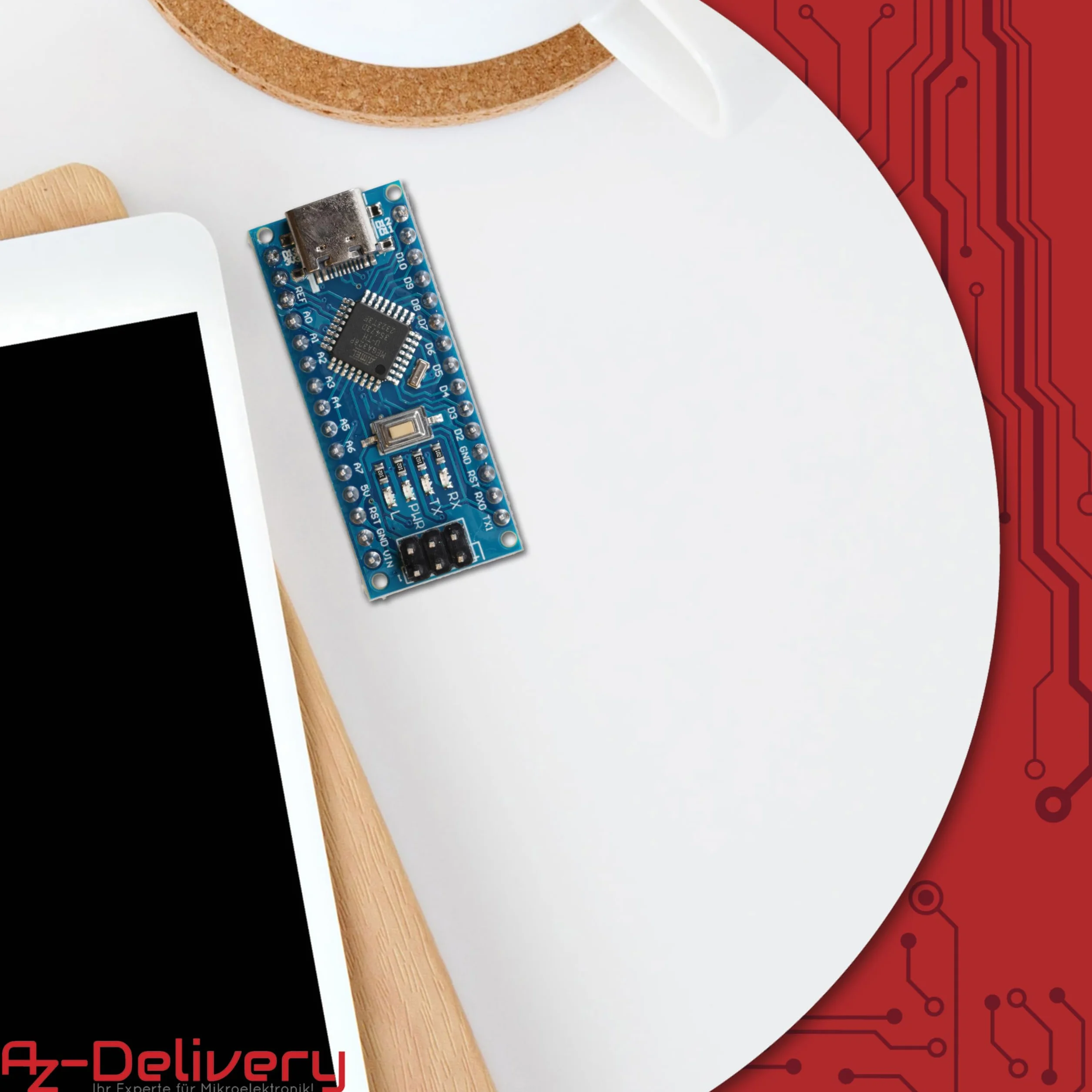 AZDelivery 5 x AZ-Nano V3 con connettore USB-C con Atmega328 CH340 già saldate, versione migliorata incluso e-book!