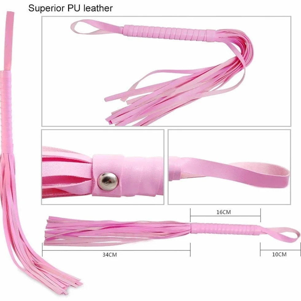 Kit 7 pezzi in pelle rosa per polso e caviglia per camera da letto