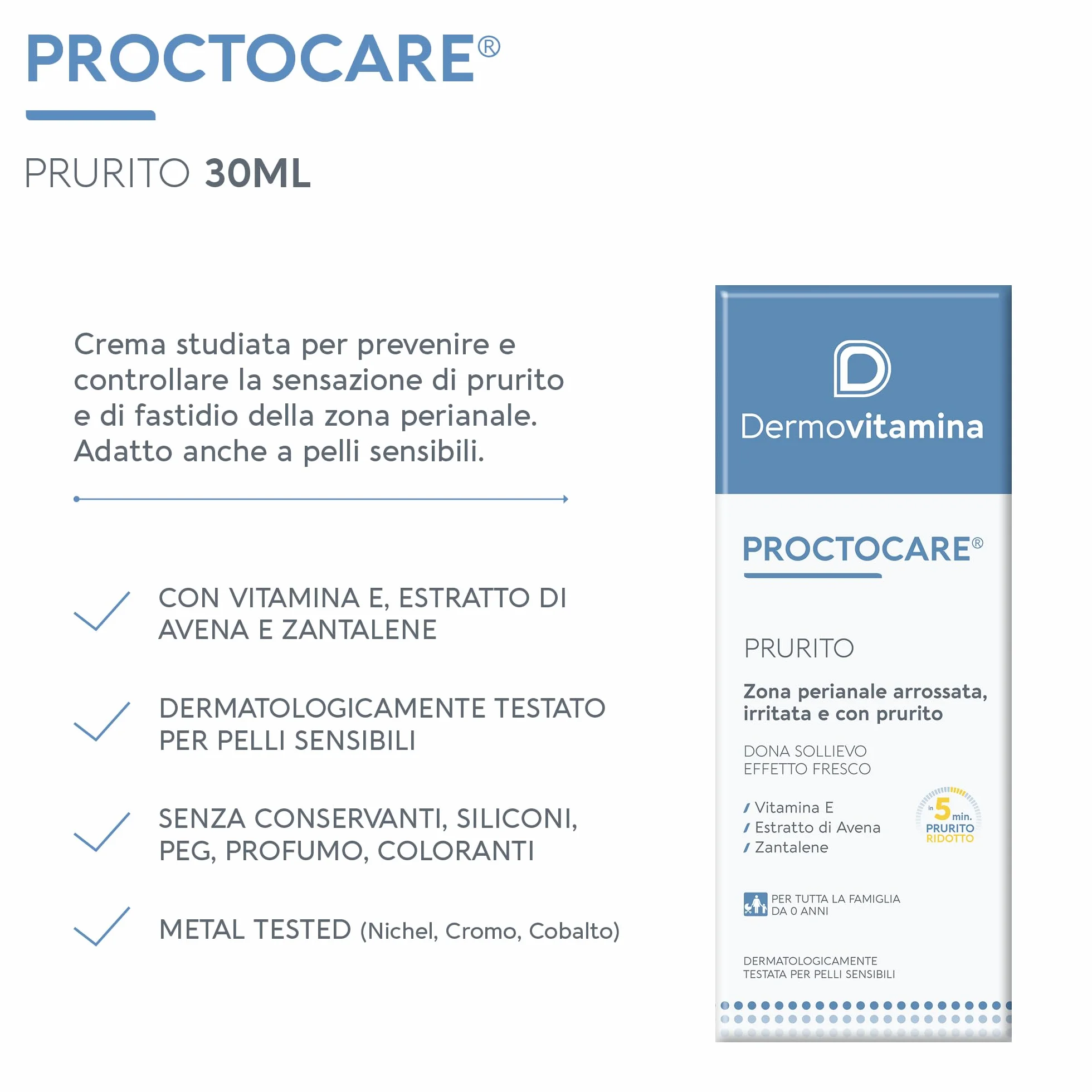 Dermovitamina Proctocare Prurito Anale Crema Lenitiva per Prurito e Irritazioni 30ml