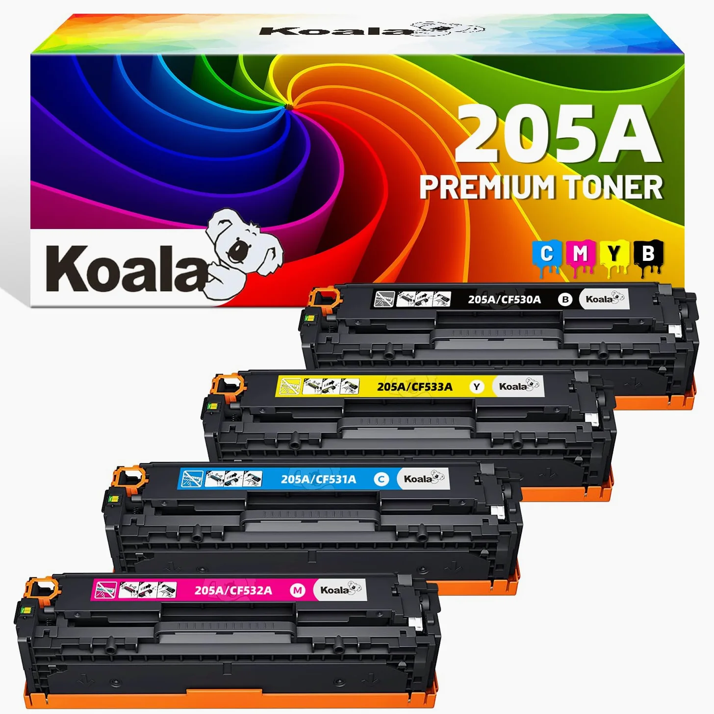 Koala Toner 205A (Con Chip) compatibile con HP 205A CF530A CF531A CF532A CF533A Multipack per stampanti HP Color Laserjet Pro MFP M181fw M180n M180nw M154a M154nw Toner (4 Pack)
