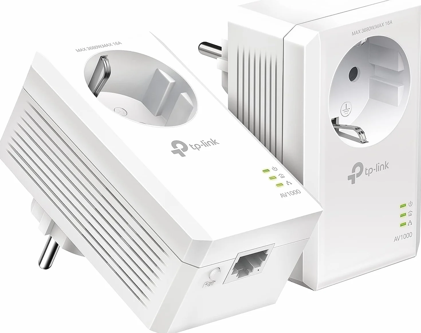 TP-Link TL-PA7017P Kit Powerline con Presa Passante Schuko, AV1000 Mbps su Powerline, 1 Porta Gigabit, Plug and Play