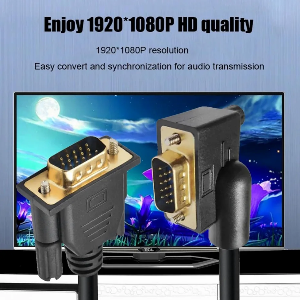 CY Cavo di prolunga VGA RGB maschio ad angolo retto di 90 gradi a maschio dritto 3COAX+6C per monitor proiettore computer