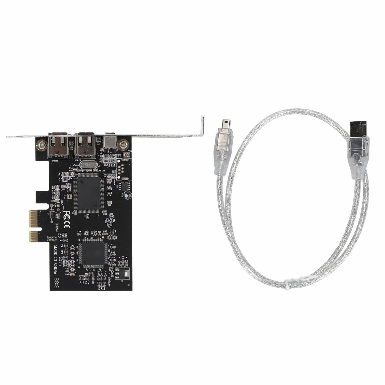 Bewinner Scheda Controller Firewire PCIe da 1X a 3 * 1394A, Scheda Riser PCIe da 1X a 3 Porte 1394A (2 X 6 Pin e 1 X 4 Pin), Scheda Firewire PCIe 1440x1080 800 Mbps per XP 7 8 10