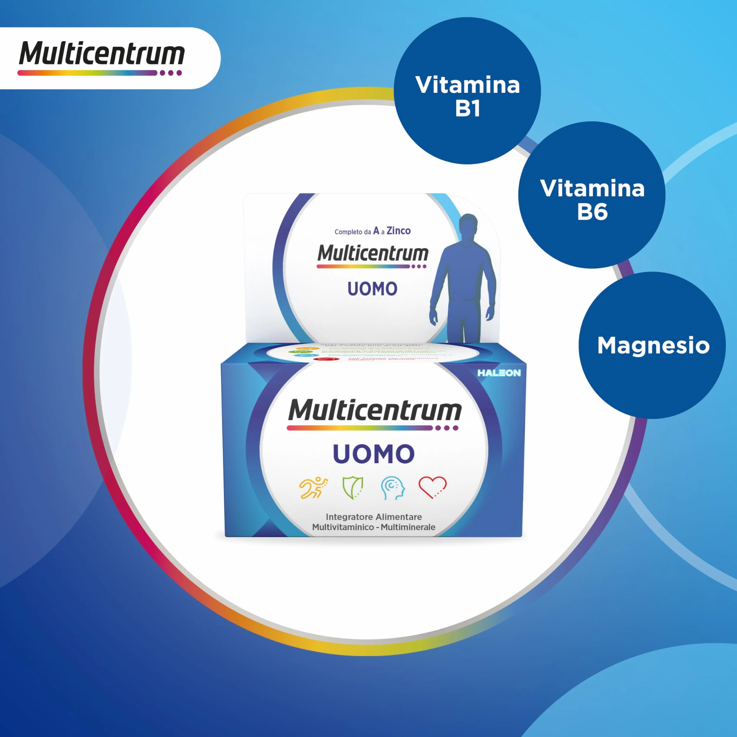 Multicentrum Uomo Integratore Alimentare Multivitaminico Completo, 60 Compresse