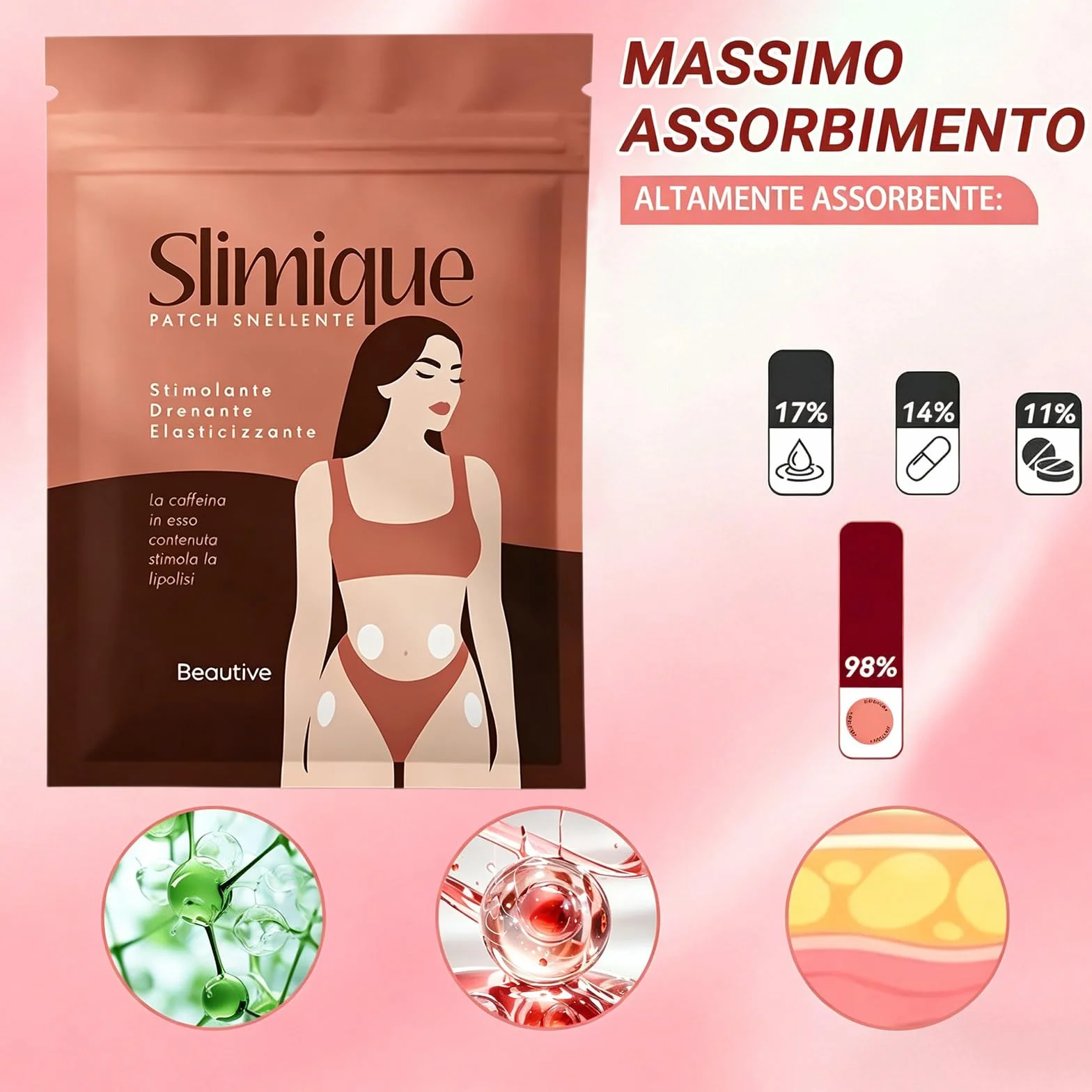 Slimique Cerotti Patch 30 Pezzi, Cerotto Potente Ingredienti Naturali, Adatto a Tutti i Tipi di Pelle