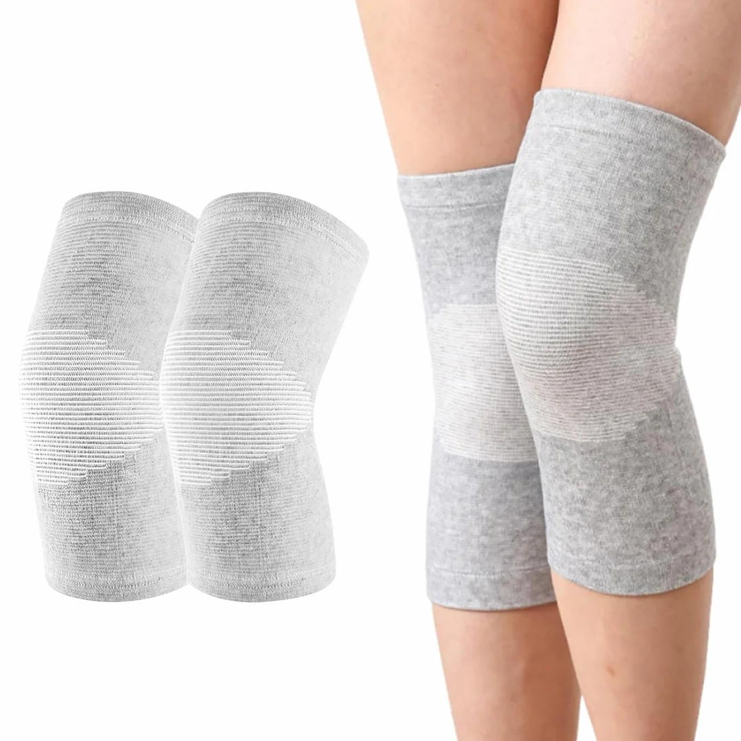 Ginocchiera in bambù con compressione ortopedica elasticizzata supporto sollievo dolori articolari ambidestra XL Grigio