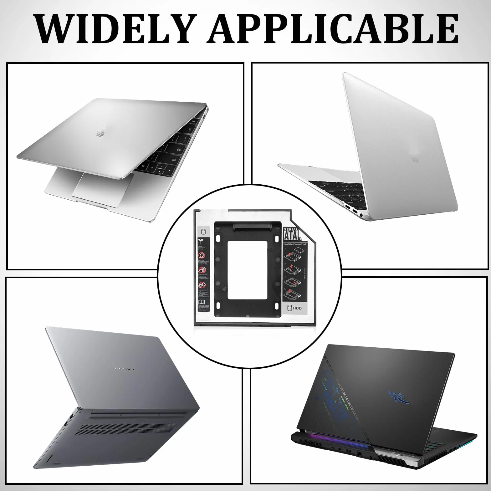 Cornice Universale per HDD/SSD da 9,5 mm SATA a SATA 3.0 - Adattatore Alloggiamento Unità Compatibile con Dell, HP, Lenovo ThinkPad, Acer, ASUS, Sony, Samsung, MSI