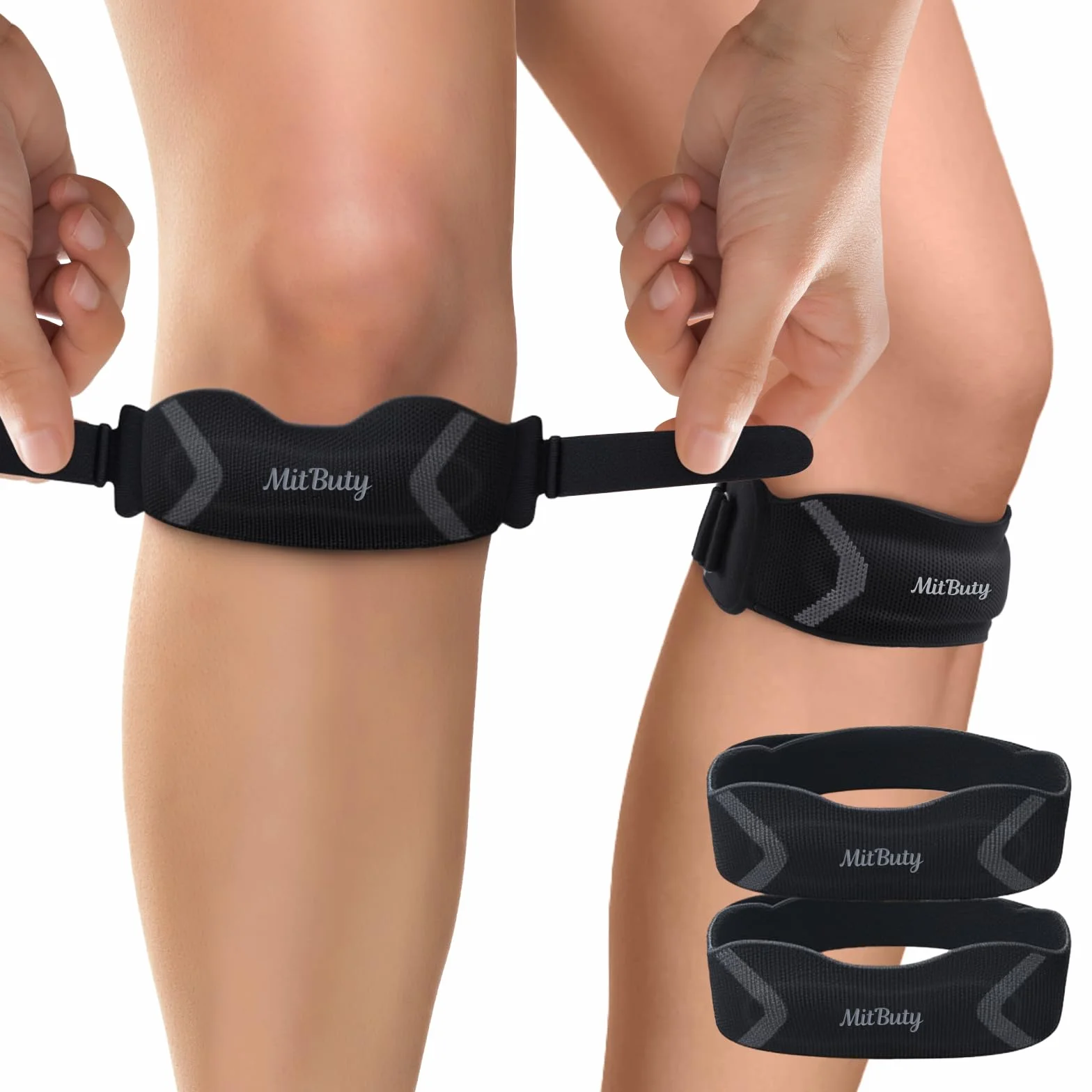 Tutore Tendine Rotuleo con Cuscinetto in Silicone (Set da 2) – Ginocchiera Ortopedica Regolabile per Corsa