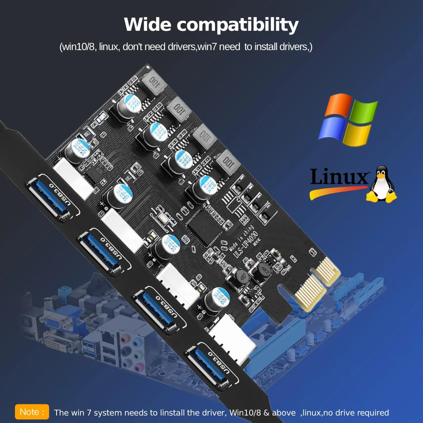 Scheda USB PCI Express 4 porte 5 Gbps, Scheda di espansione USB PCIe per Desktop PC Windows