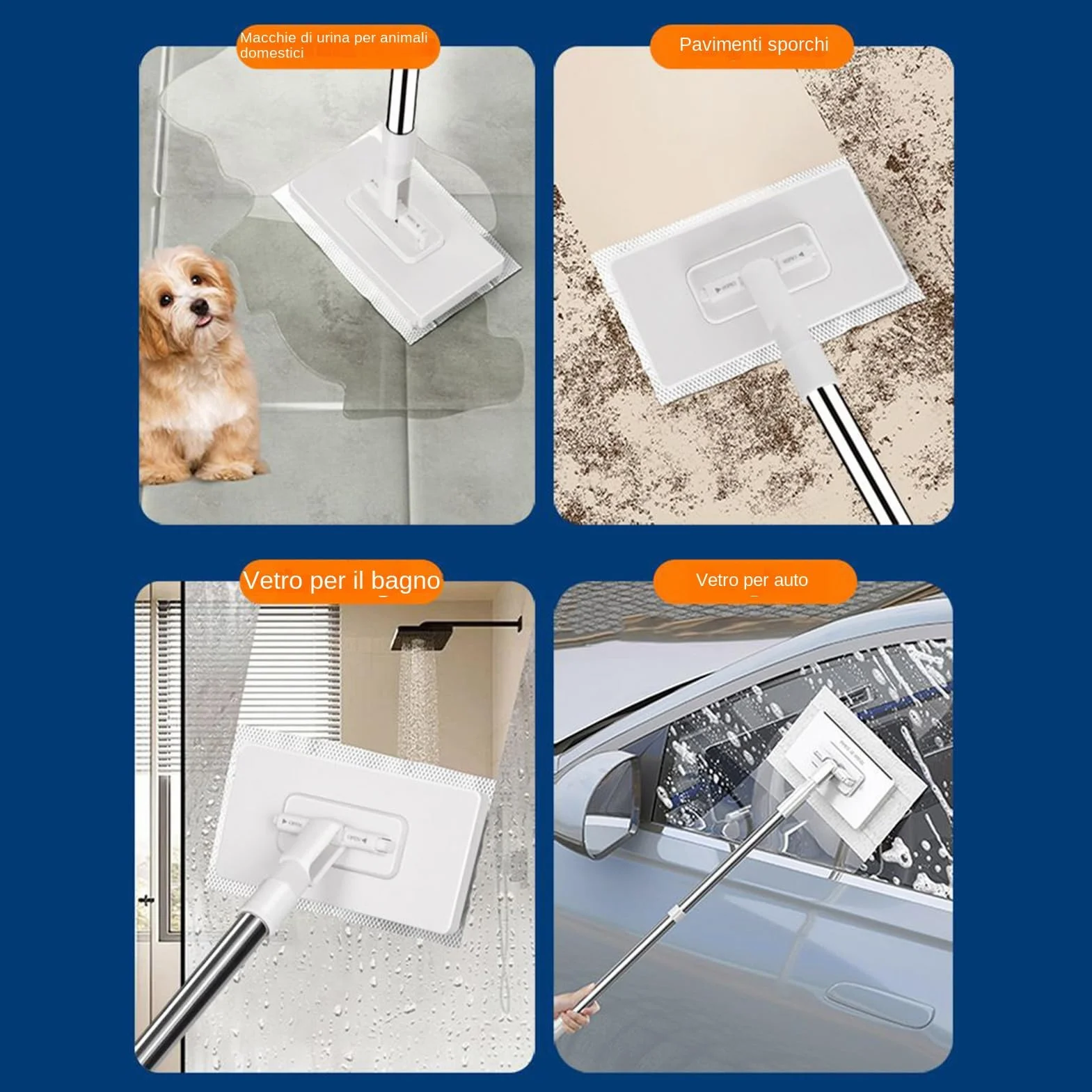 Con Salviette Umidificate Clip, Monouso, 4 Panni Riutilizzabili, Kit Pulizia Rapida Pavimenti Bagno