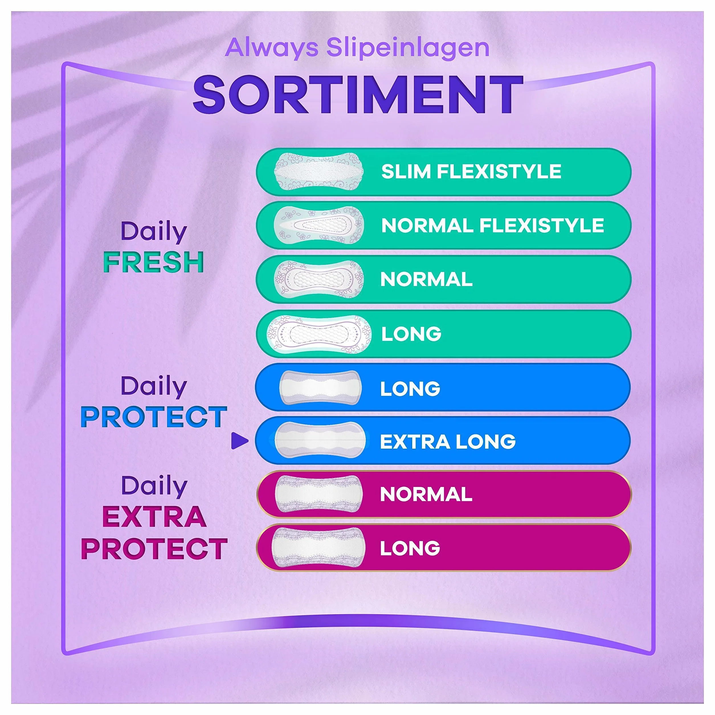 Always Daily Protect Salvaslip da donna Extra Long 54 rilegature traspiranti flessibili