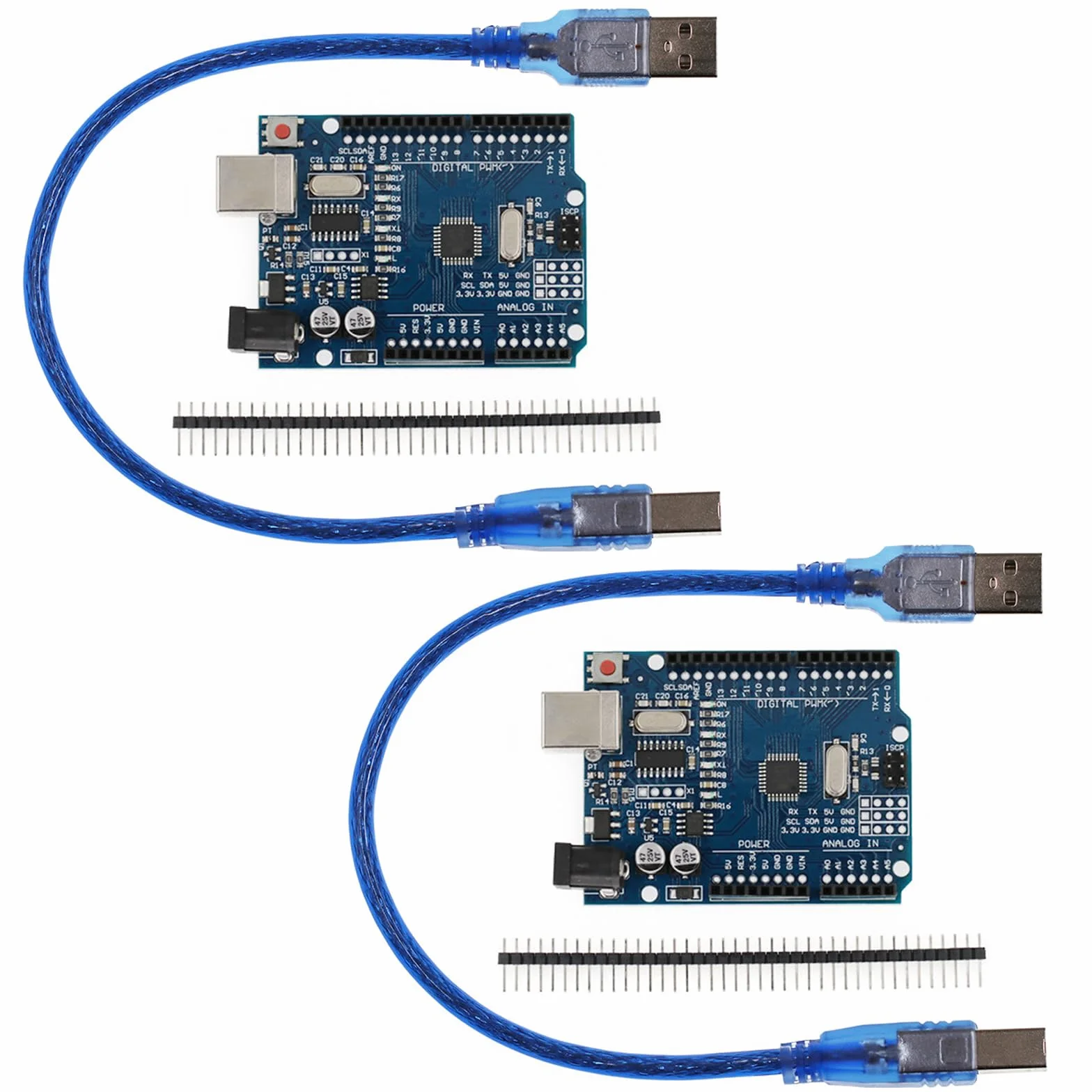 GERUI 2 x schede microcontrollore con cavo USB, A16U2 Compatibile con progetti IDE Arduino Conforme RoHS - incl. cavo USB