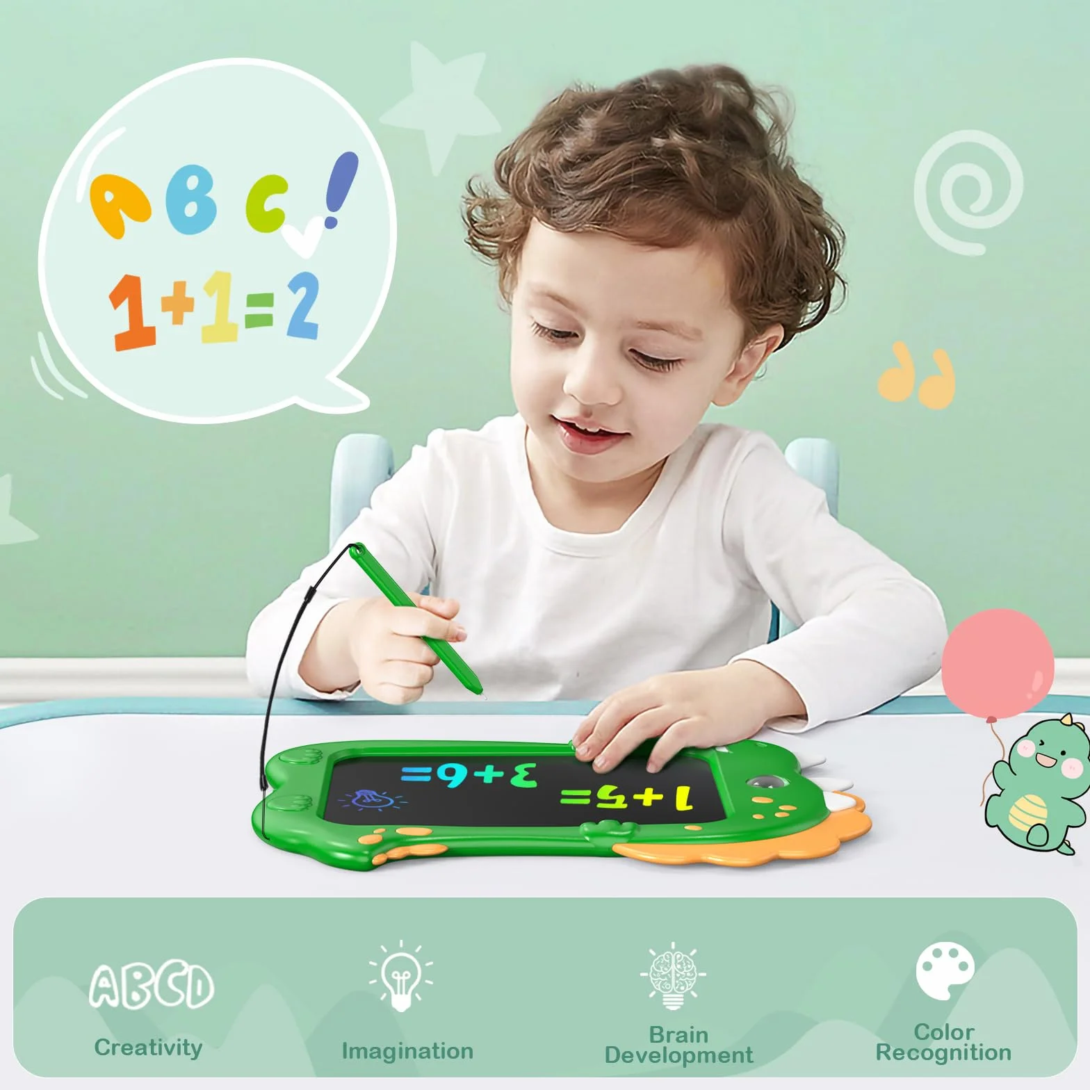Tavoletta Grafica Bambini LCD 10 Pollici Lavagna Cancellabile Regalo Compleanno Ragazzi Verde