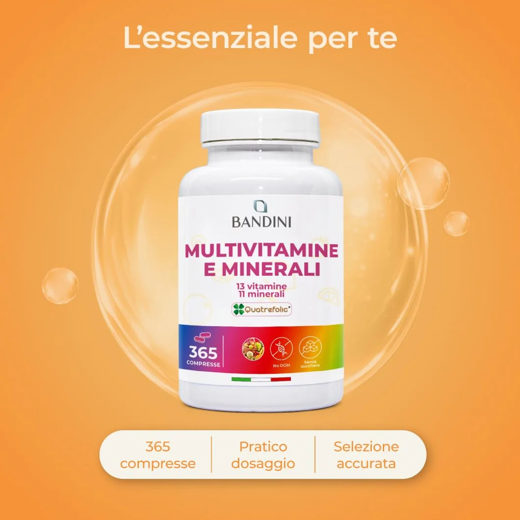 Bandini Multivitaminico Completo 365 compresse Integratore Multivitamin Complex 13 Vitamine 11 Minerali Uomo Donna Prodotto Italia