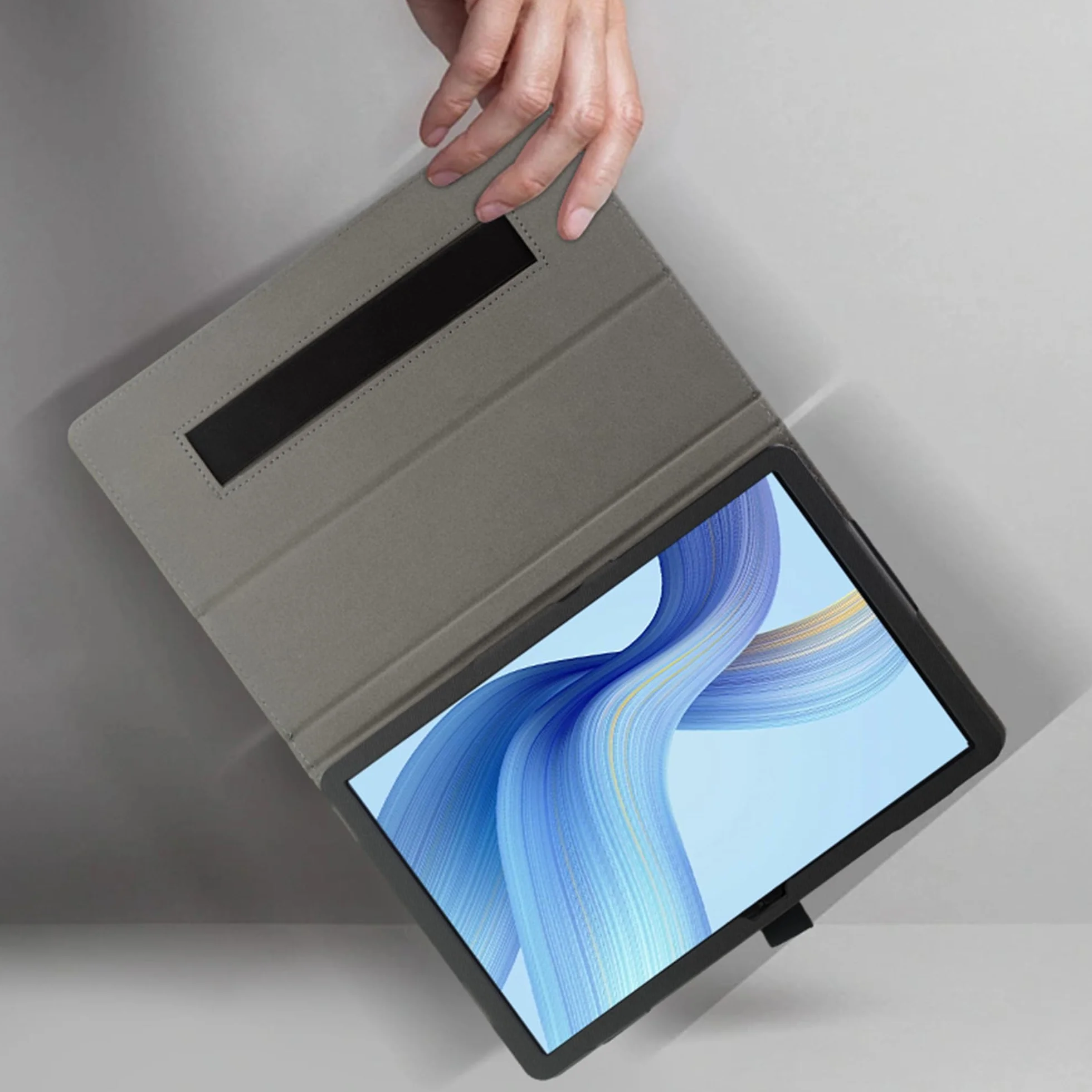 Pellicola Vetro Temperato e Custodia in Pelle PU per TCL Tab 10L Gen 4 Tablet 10.1 Pollici, Blu Scuro