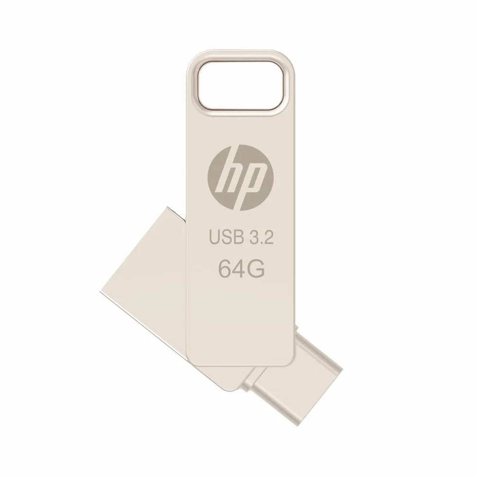 HP 64GB x206c USB OTG 3.2 Tipo-C/Tipo-A Unità Flash in Metallo, fino a 120MB/s in lettura