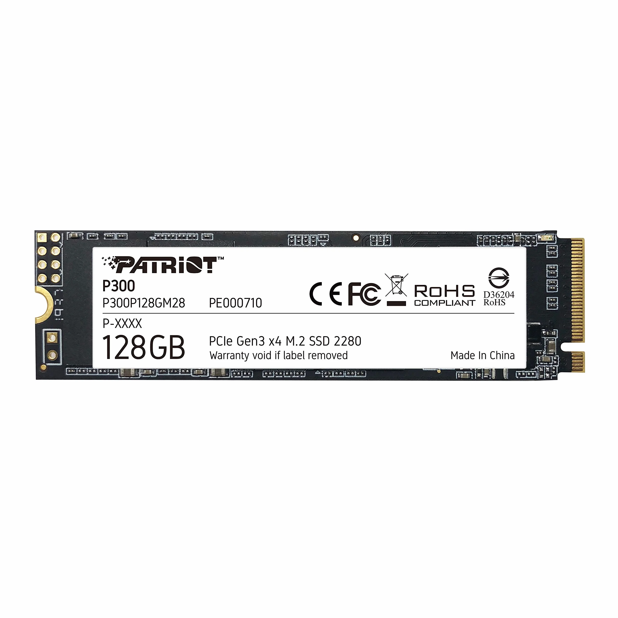 Patriot P300 M.2 2280 PCIe gen 3x4 NVMe SSD 128GB Unitá a Stato Solido interno SSD a Basso Consumo - Velocità Lettura e Scrittura Sequenziale Fino a 1600 MB/s e 600 MB/s