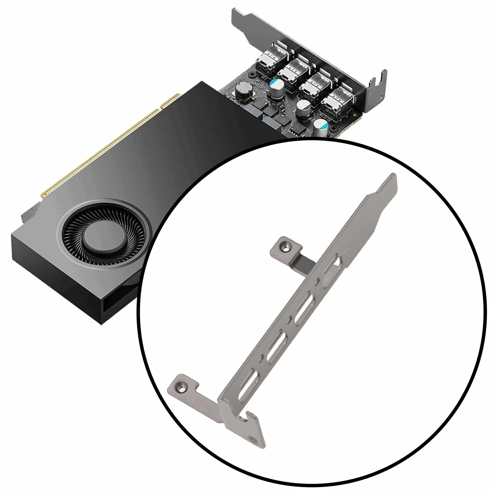 Staffa GPU a basso profilo con viti compatibile con NVIDIA RTX A1000 RTX A400