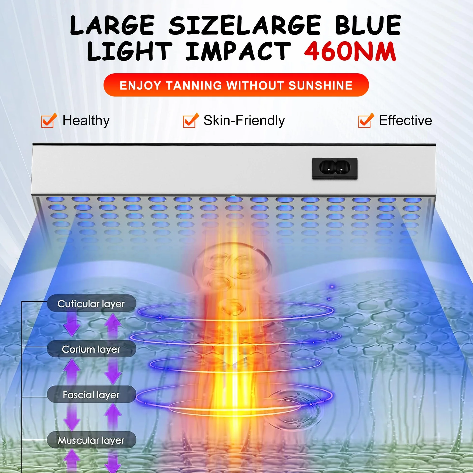 Lampada abbronzante portatile 225 LED 48W con supporto regolabile pieghevole per viso e corpo