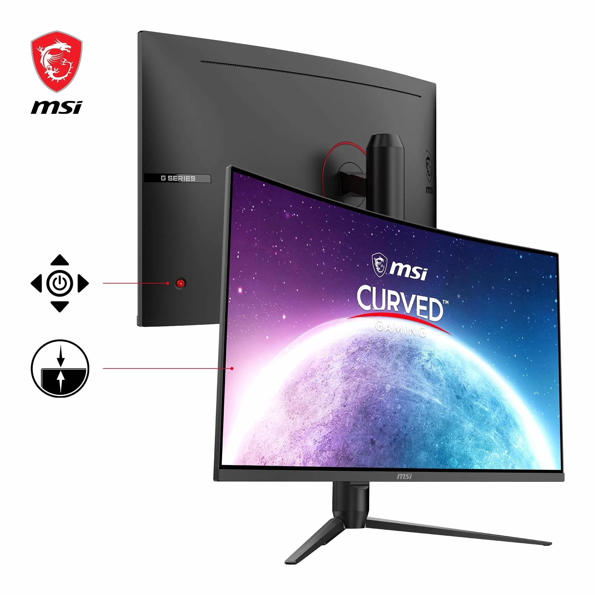 MSI G32CQ5P Monitor Gaming curvo WQHD 31,5" (80 cm) - Pannello VA 1500R (2560 x 1440), 170Hz / 1ms, Adaptive Sync, supporto regolabile a 3 vie - DP 1.2a, HDMI 2.0b CEC