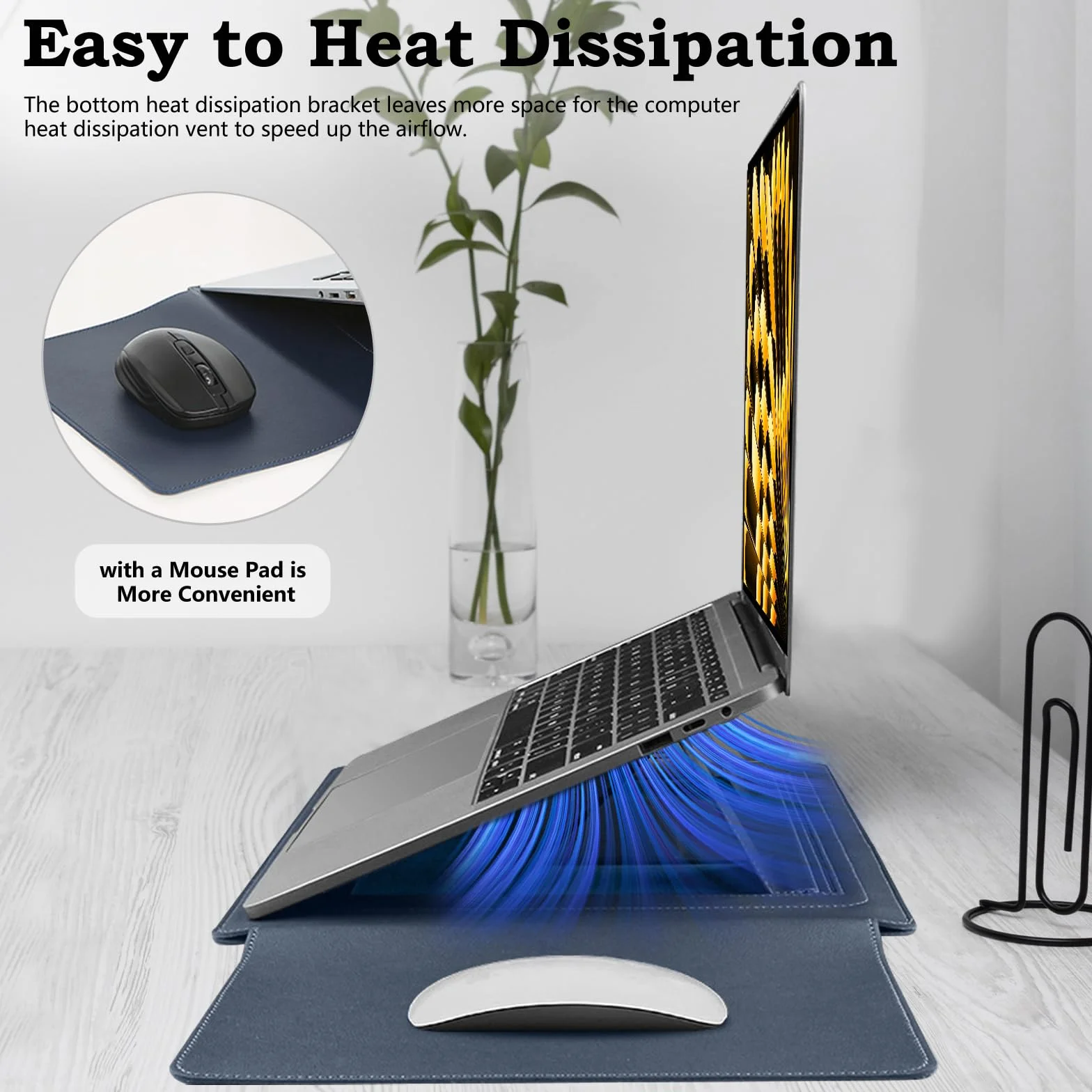 HaruYo 15-16 Pollici Custodia per Computer Portatile con Supporto Funzione Laptop, PU Pelle Portatile Sleeve per MacBook Air/MacBook Pro/Surface Dell Lenovo HP ASUS Acer (15-16 Pollici | Blu)