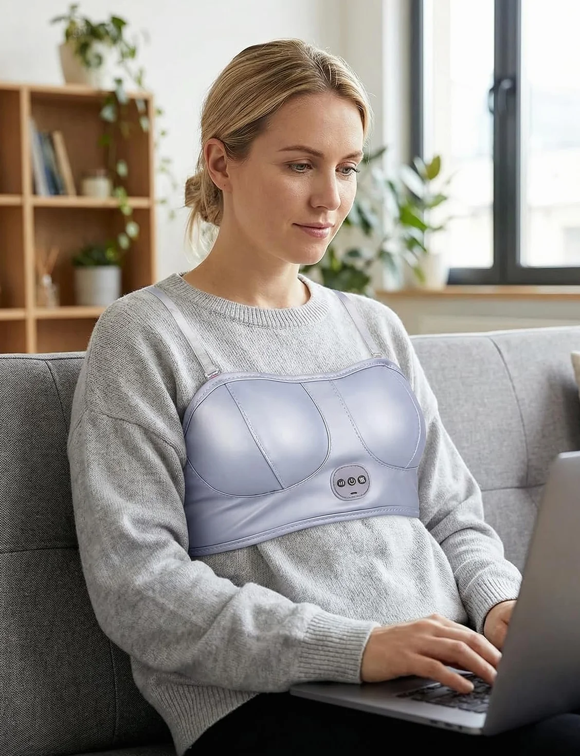 Soutien-Gorge Massaggio Seno, Strumento Massaggio Elettronico Vibrante per Miglioramento Seno Donna