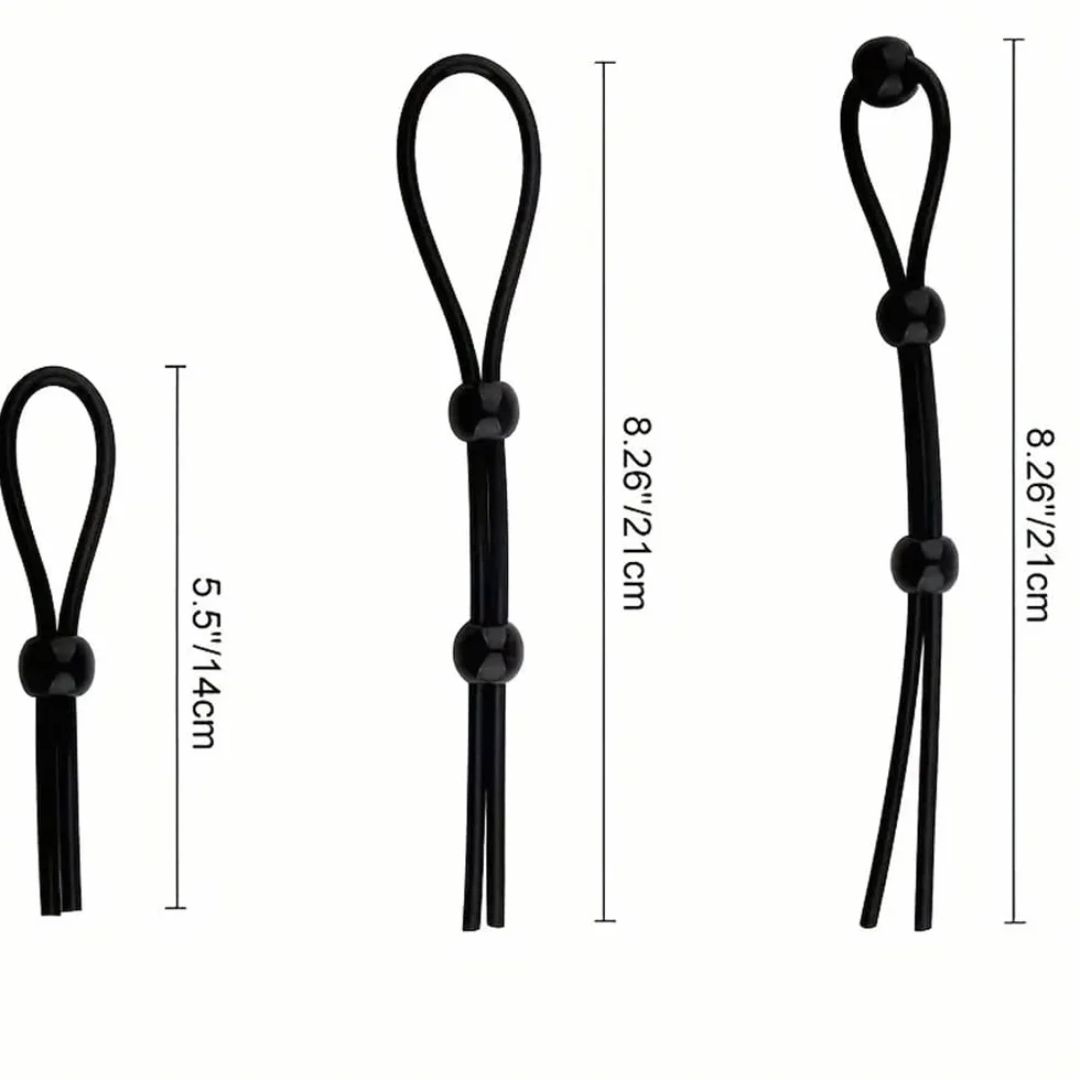 Set da 7 pezzi di corda in silicone nero ritardato