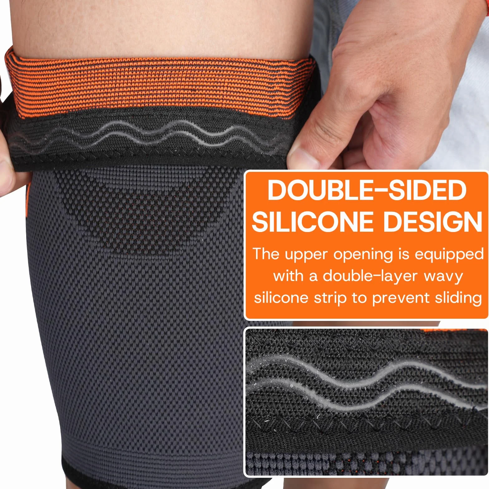 Beugo Manicotto a compressione per coscia, Fascia Elastica Coscia Uomo Donna, 2 pezzi Grigio scuro S