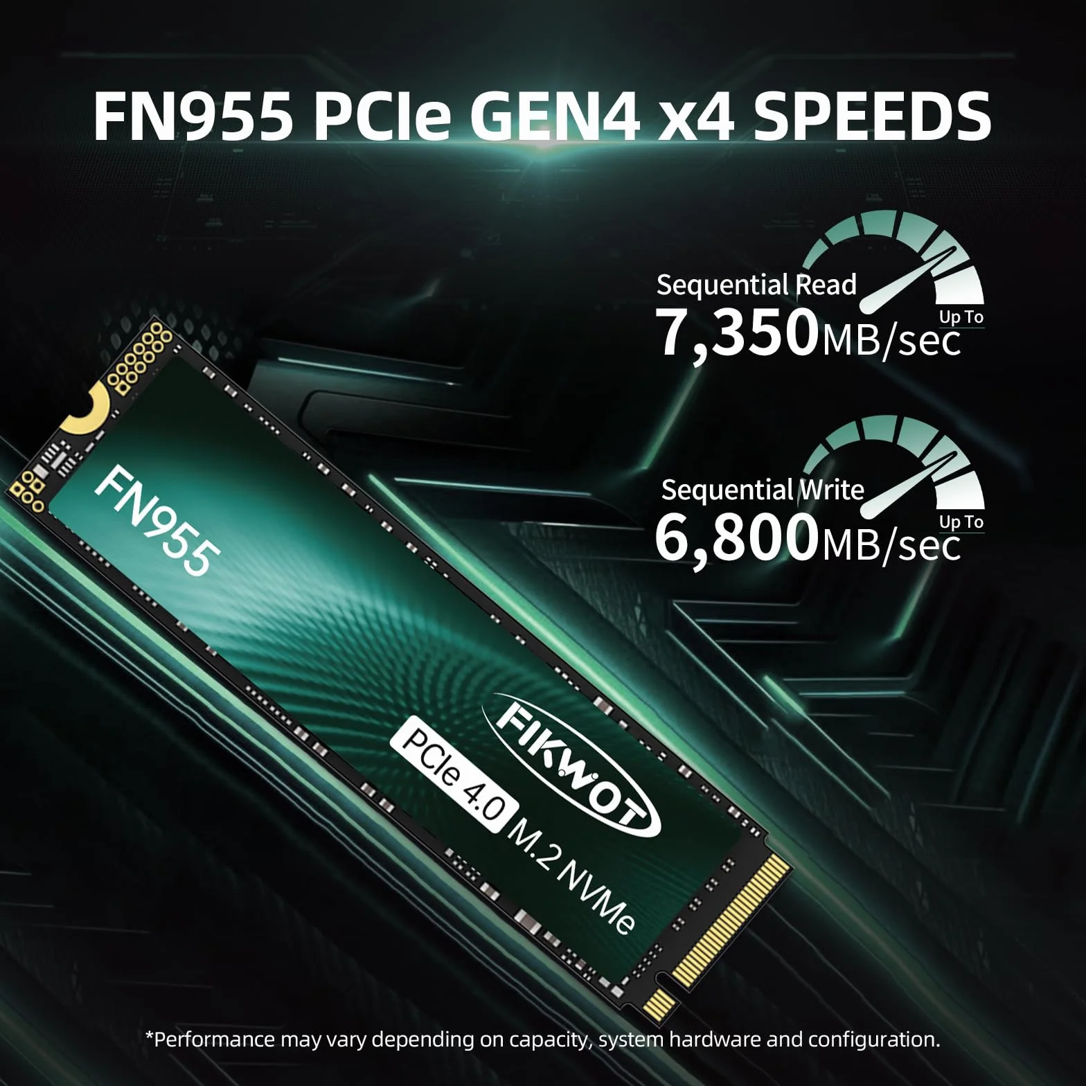 Fikwot FN955 1TB M.2 PCIe Gen4 Unità interna a stato solido da con adesivo di raffreddamento in grafene - Fino a 7350MB/s, Cache SLC dinamica, Compatibile con Laptop e PC Desktop
