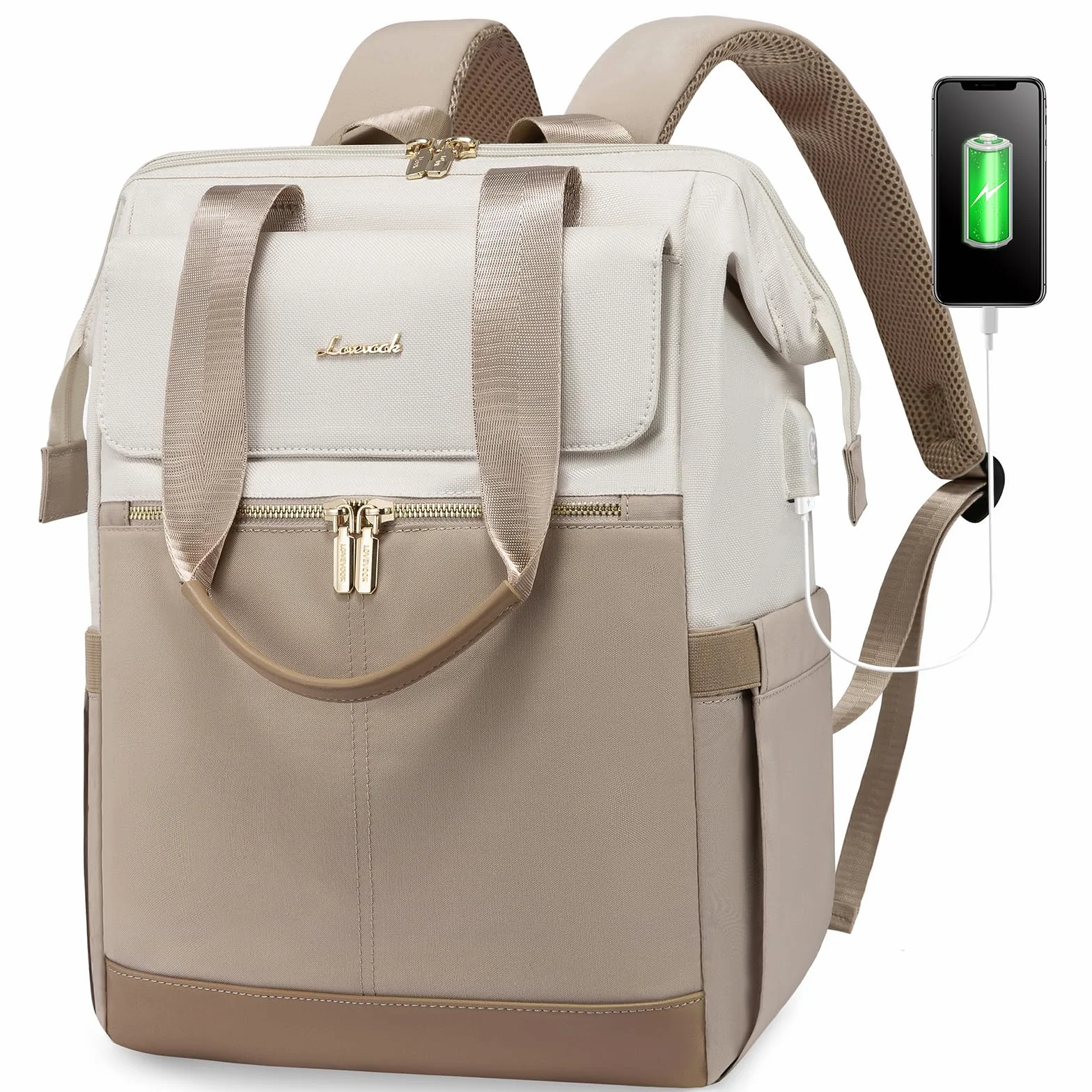 LOVEVOOK Zaino Porta PC Donna 15,6 Pollici, Antifurto e Impermeabile, Con Porta USB per Lavoro, Università, Viaggi, Docente, Ufficio, Scuola