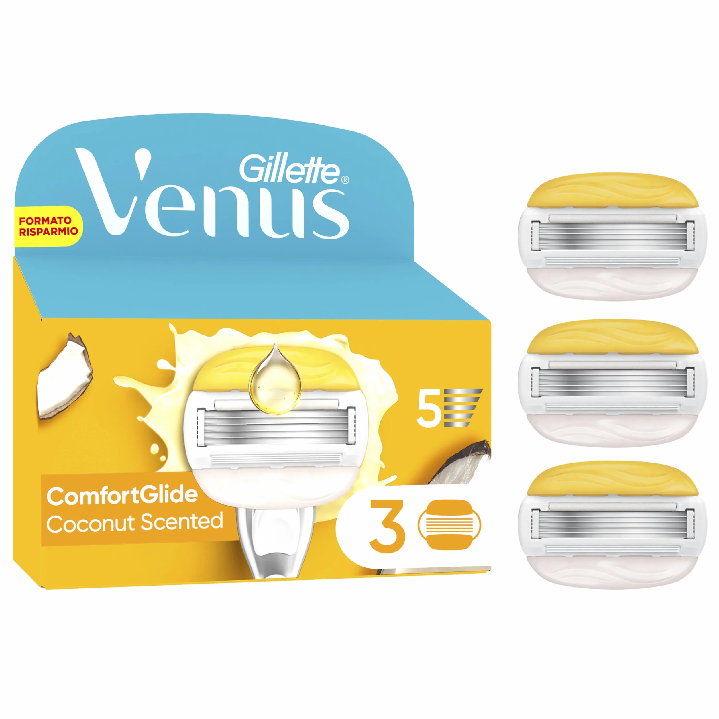 Gillette Venus Comfortglide Lamette Donna Ricambio Cocco Plus Olaz 5 Lame Skin Cushion Idratante